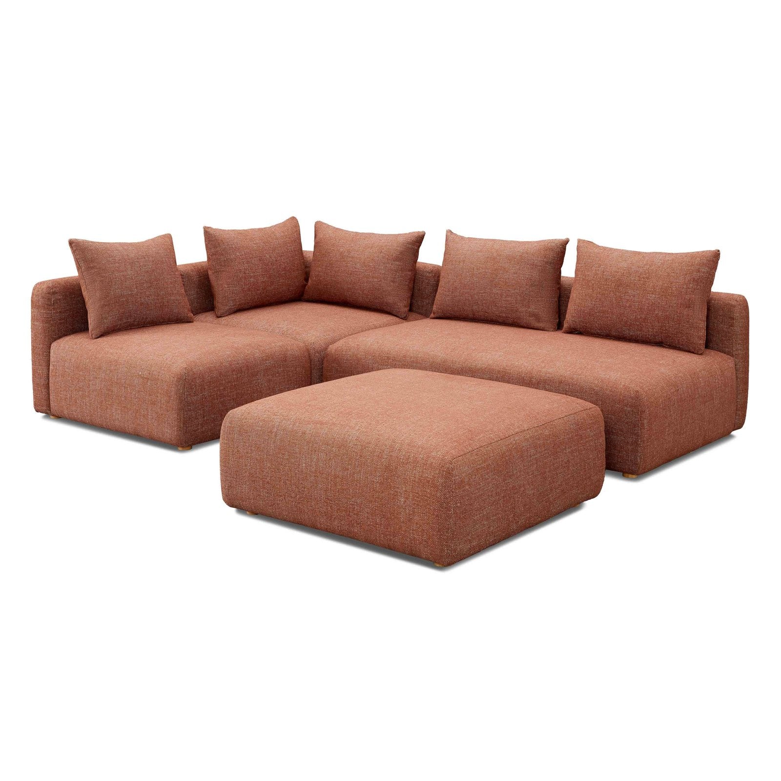Hangover Sedona Red Textured Fabric 4-Piece Modular Chaise Sectional - Image 3