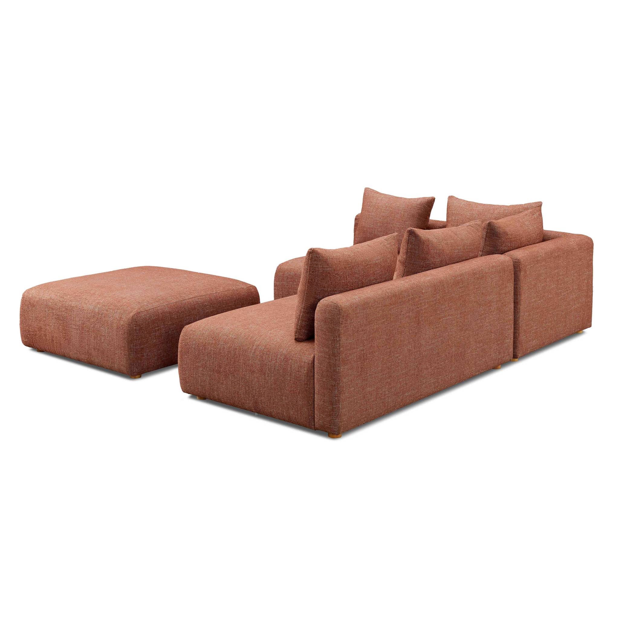 Hangover Sedona Red Textured Fabric 4-Piece Modular Chaise Sectional - Image 5
