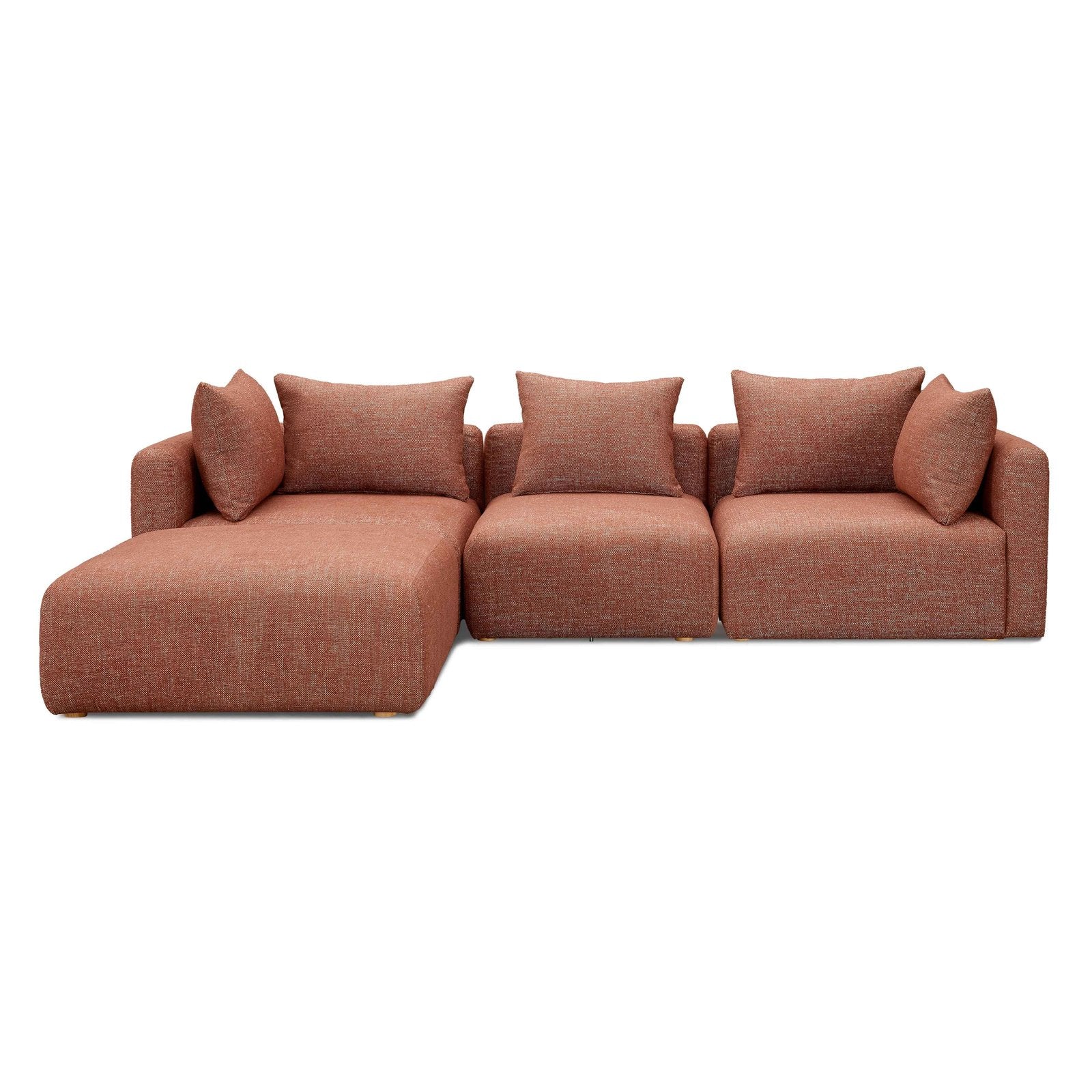 Hangover Sedona Red Textured Fabric 4-Piece Modular Sectional - Image 3