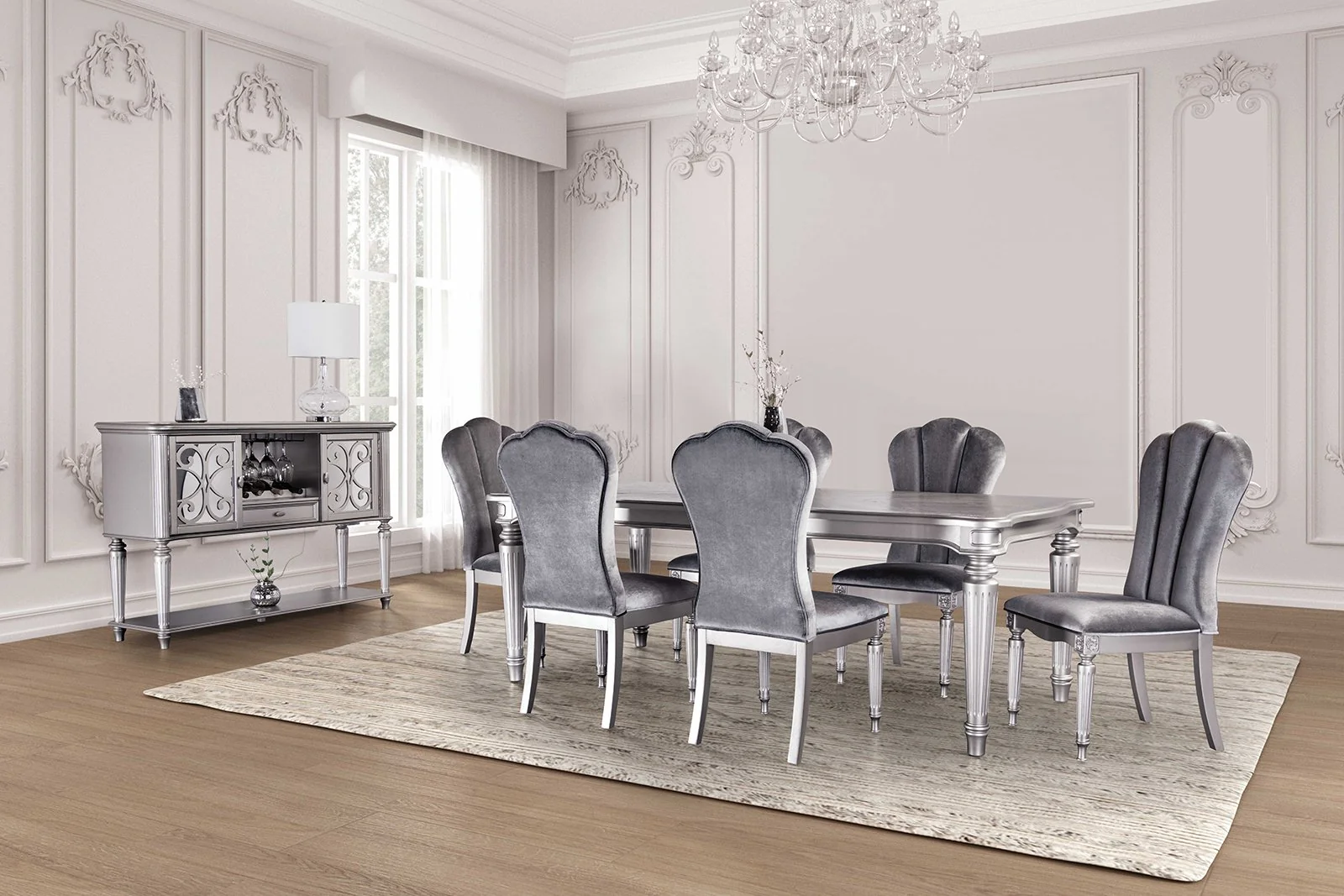 Hannoria Side Chair (2/CTN), Silver - Image 2