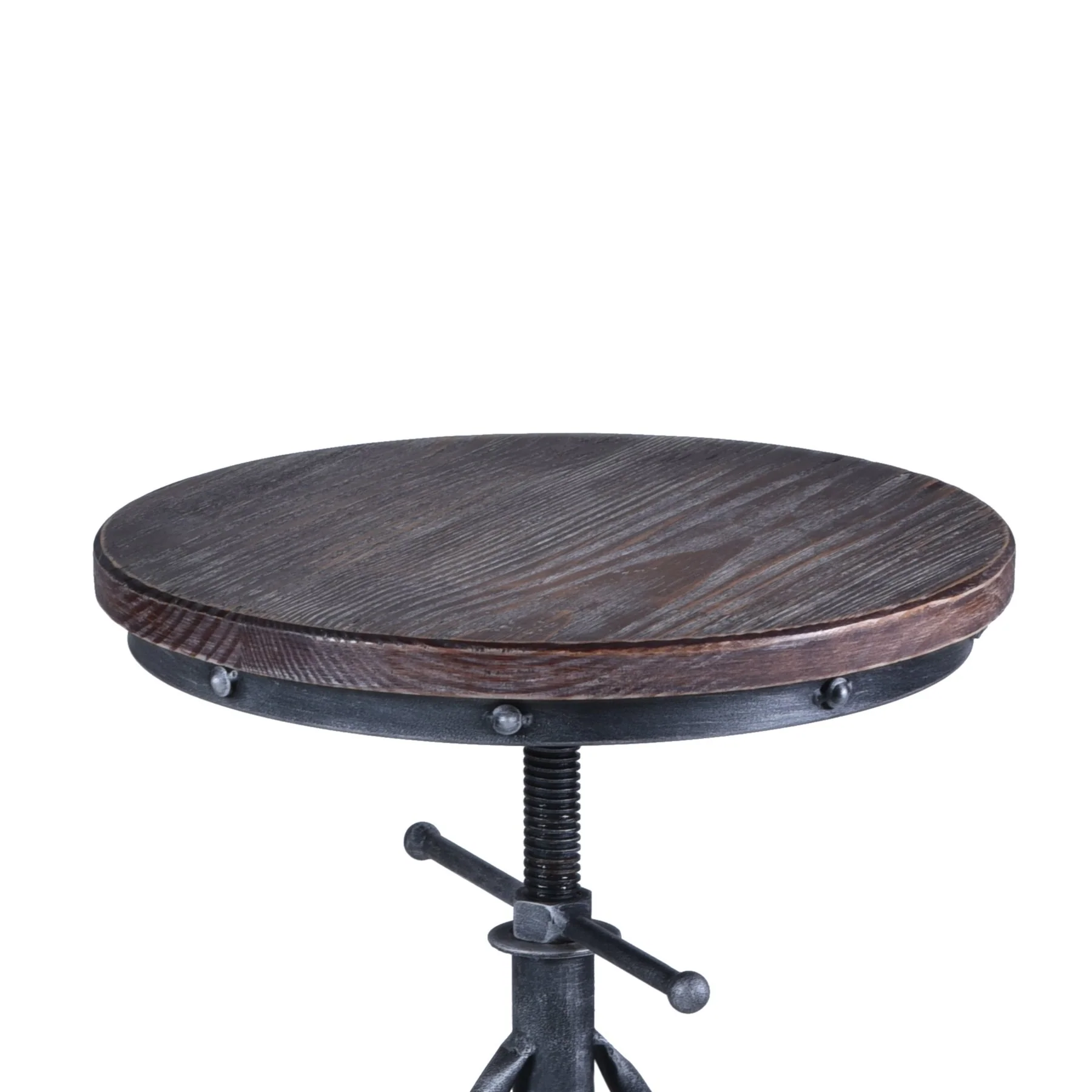 Harlem Adjustable Height Swivel Pine Wood and Metal Bicycle Bar Stool - Image 2