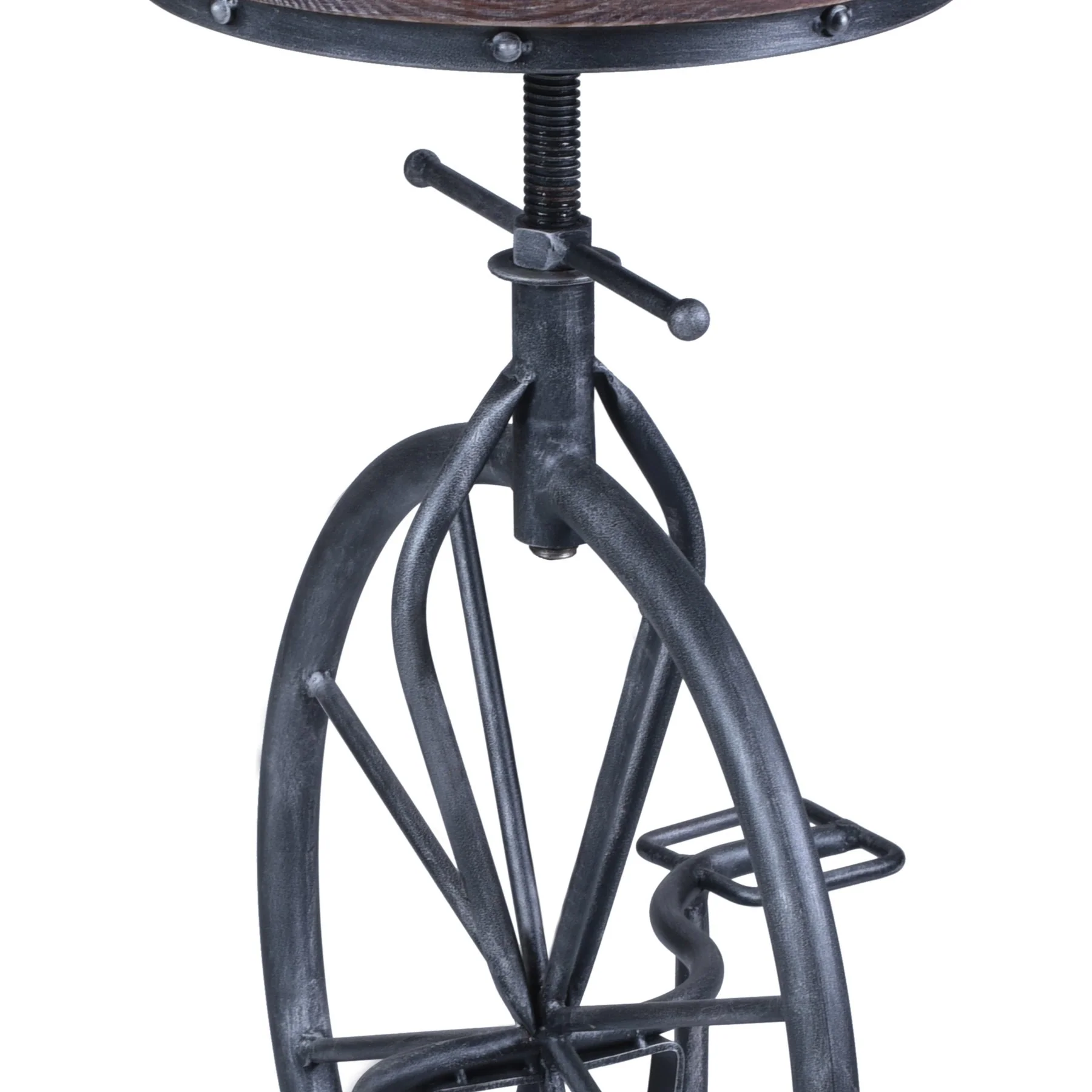 Harlem Adjustable Height Swivel Pine Wood and Metal Bicycle Bar Stool - Image 3