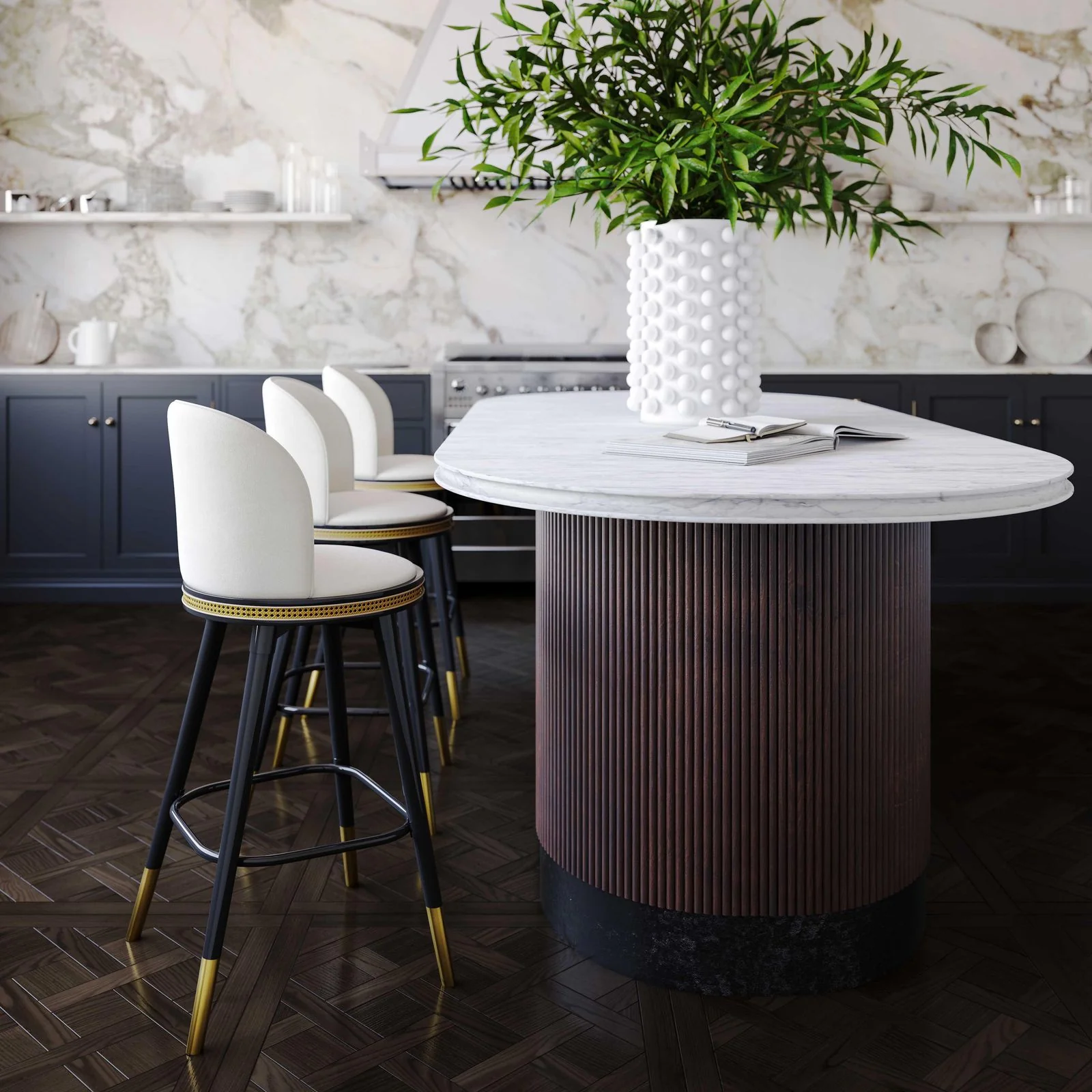 Harley Cream Velvet Bar Stool - Image 2