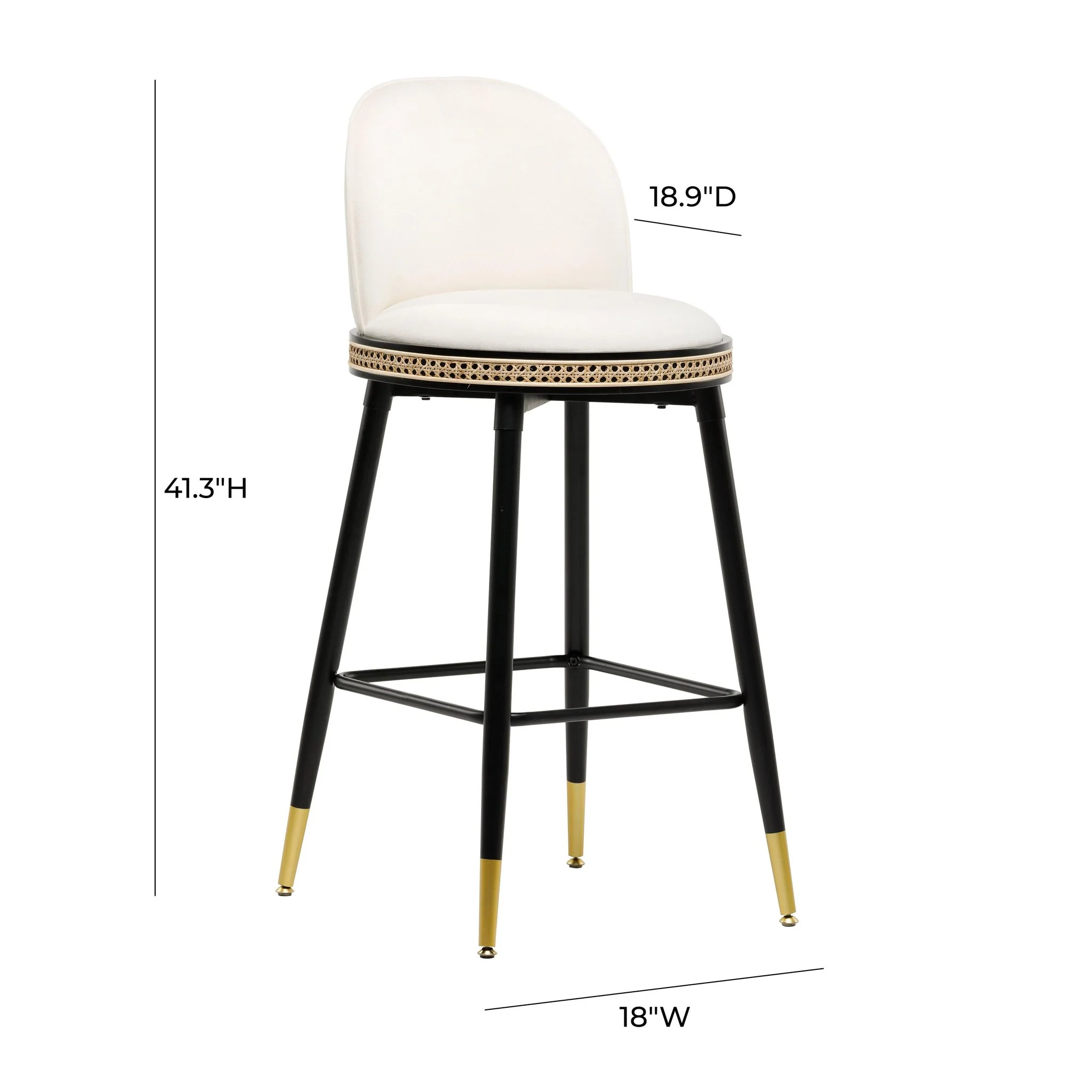 Harley Cream Velvet Bar Stool - Image 6