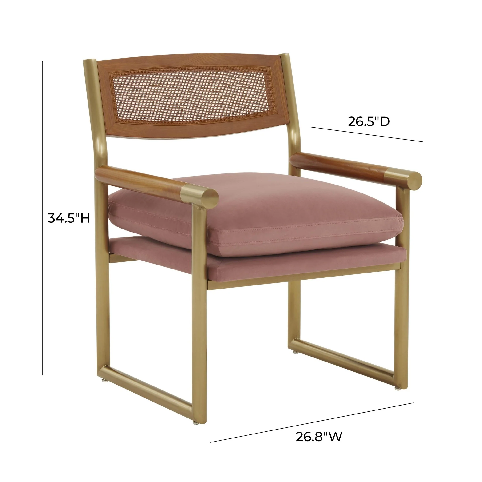 Harlow Rattan Mauve Velvet Chair - Image 6