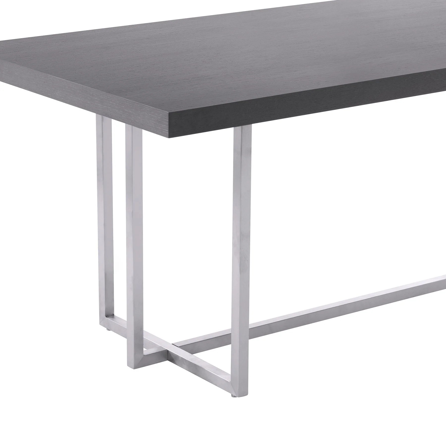 Harmony Contemporary Dining Table in Silver Finish and Gray Veneer Top - Image 3