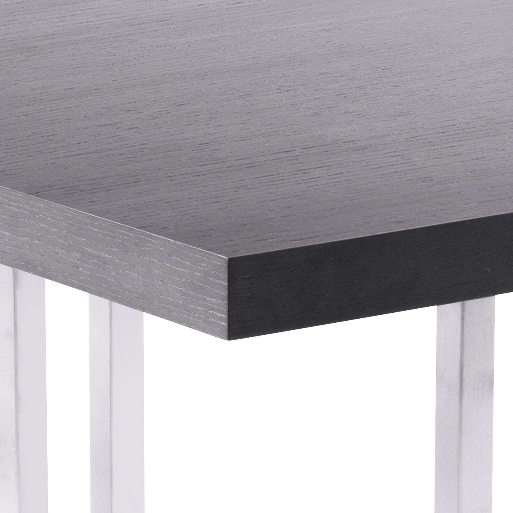 Harmony Contemporary Dining Table in Silver Finish and Gray Veneer Top - Image 4