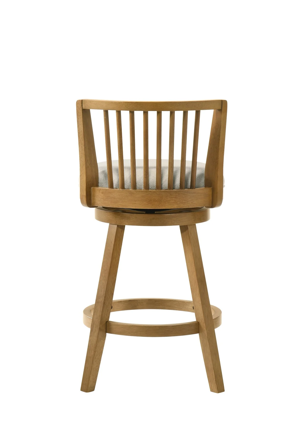Harper 26 in. Amber Glow Counter Height Rubberwood Swivel Barstool with Ivory Fabric Seat - Image 5
