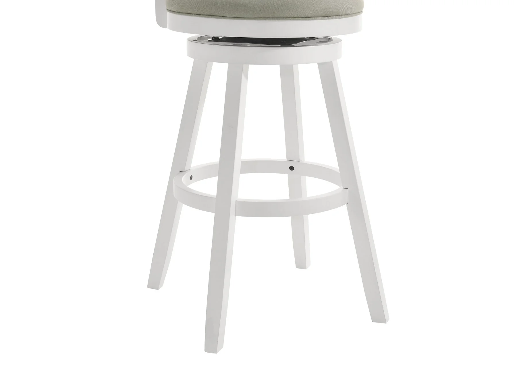 Harper 26 in. Matte White Counter Height Rubberwood Swivel Barstool with Fog Fabric Seat - Image 7