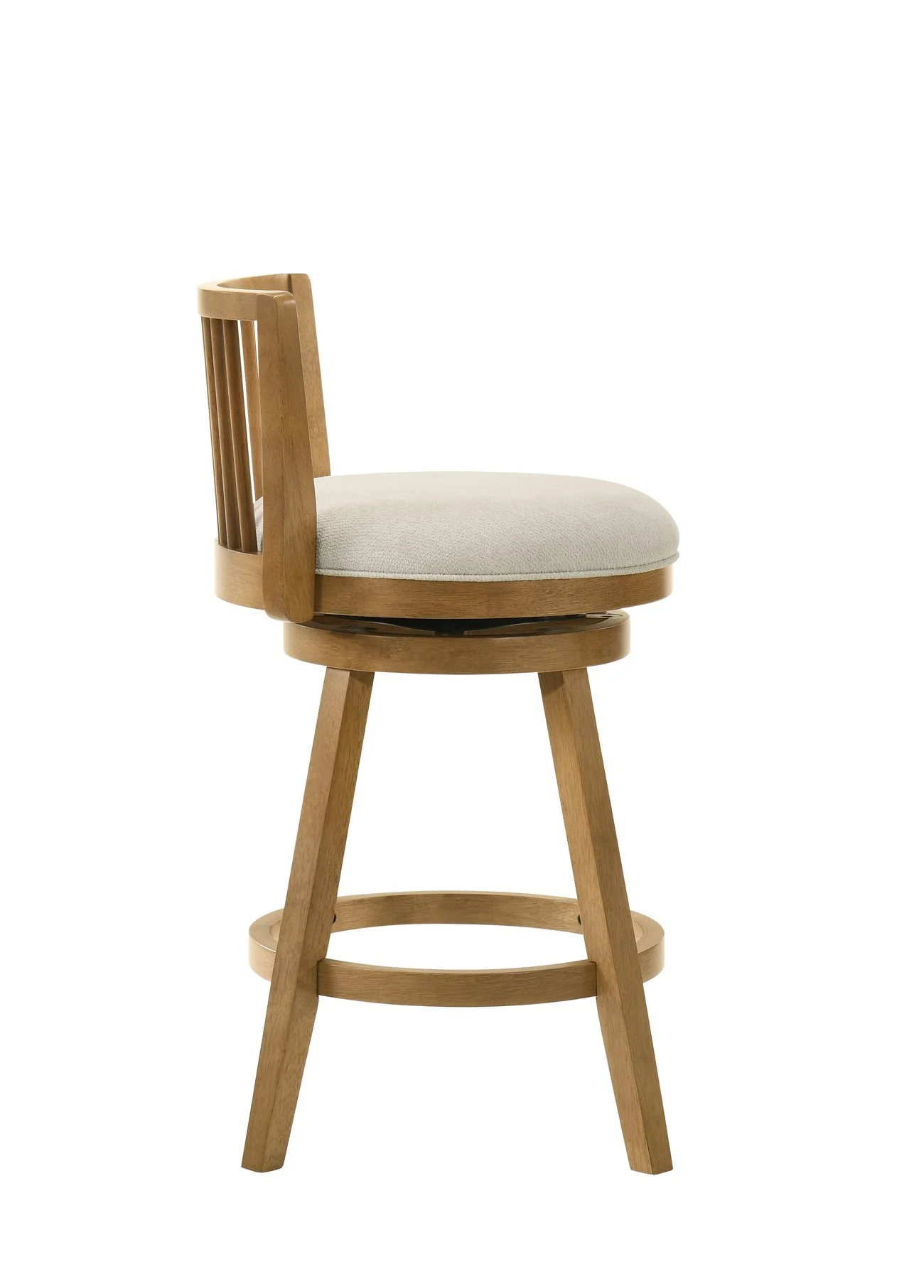 Harper 30 in. Amber Glow Bar Height Rubberwood Swivel Barstool with Ivory Fabric Seat - Image 4