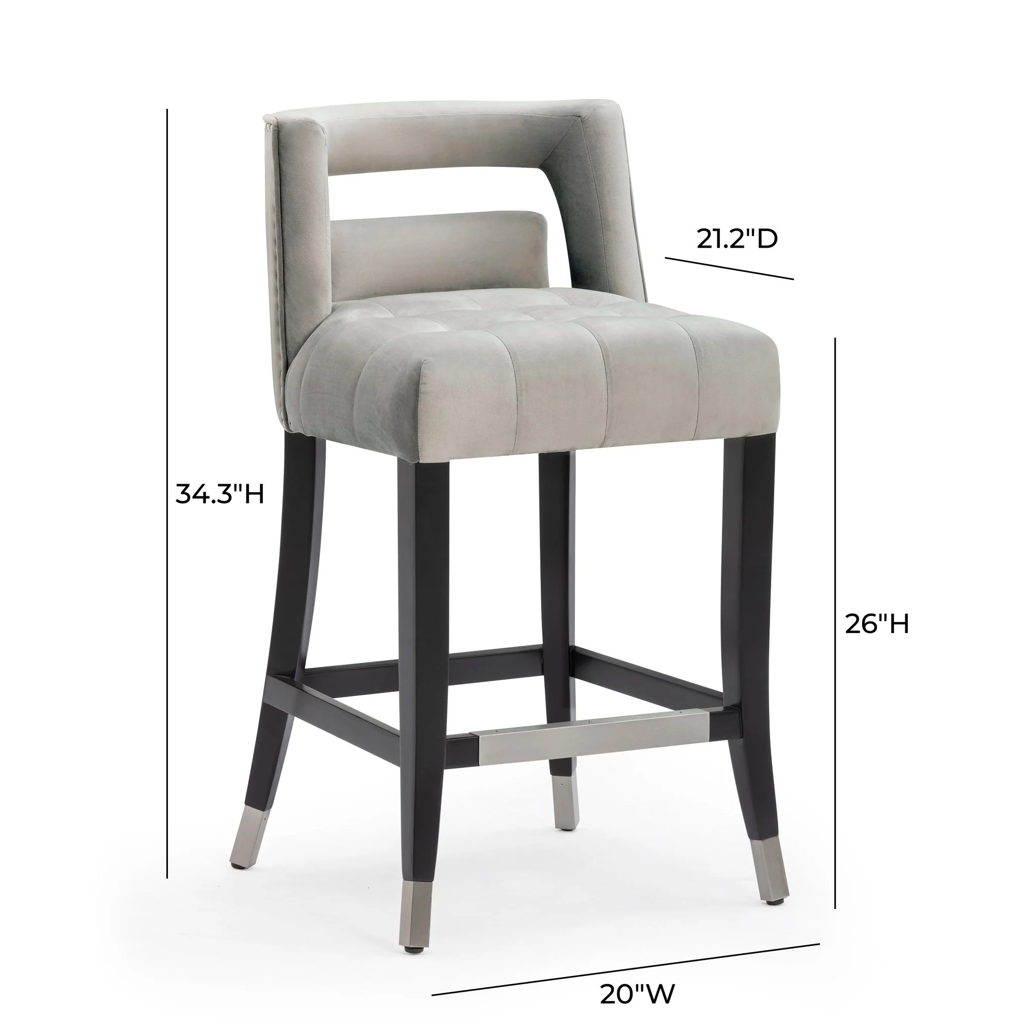 Hart Grey Velvet Counter Stool - Image 5