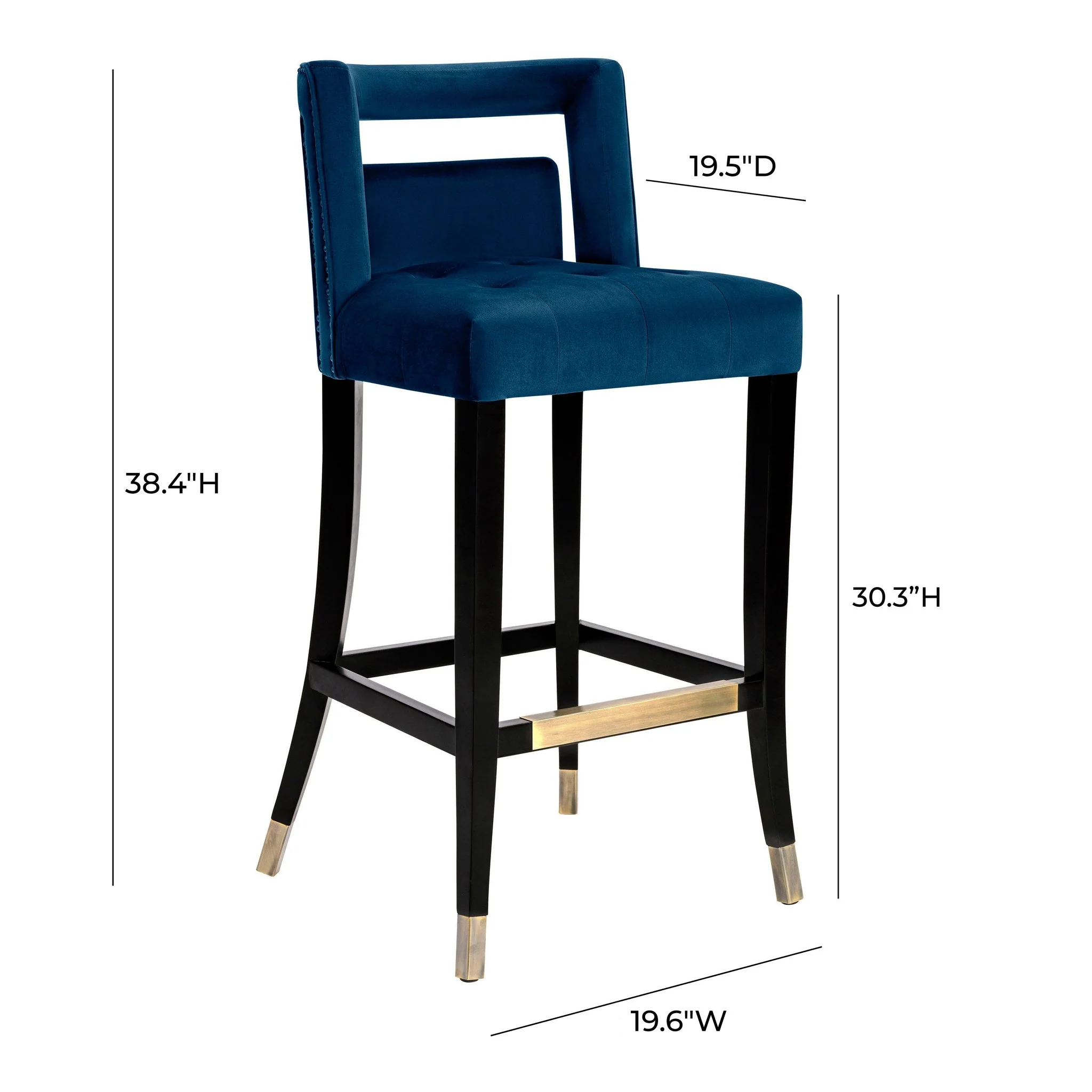 Hart Navy Velvet Bar Stool - Image 6