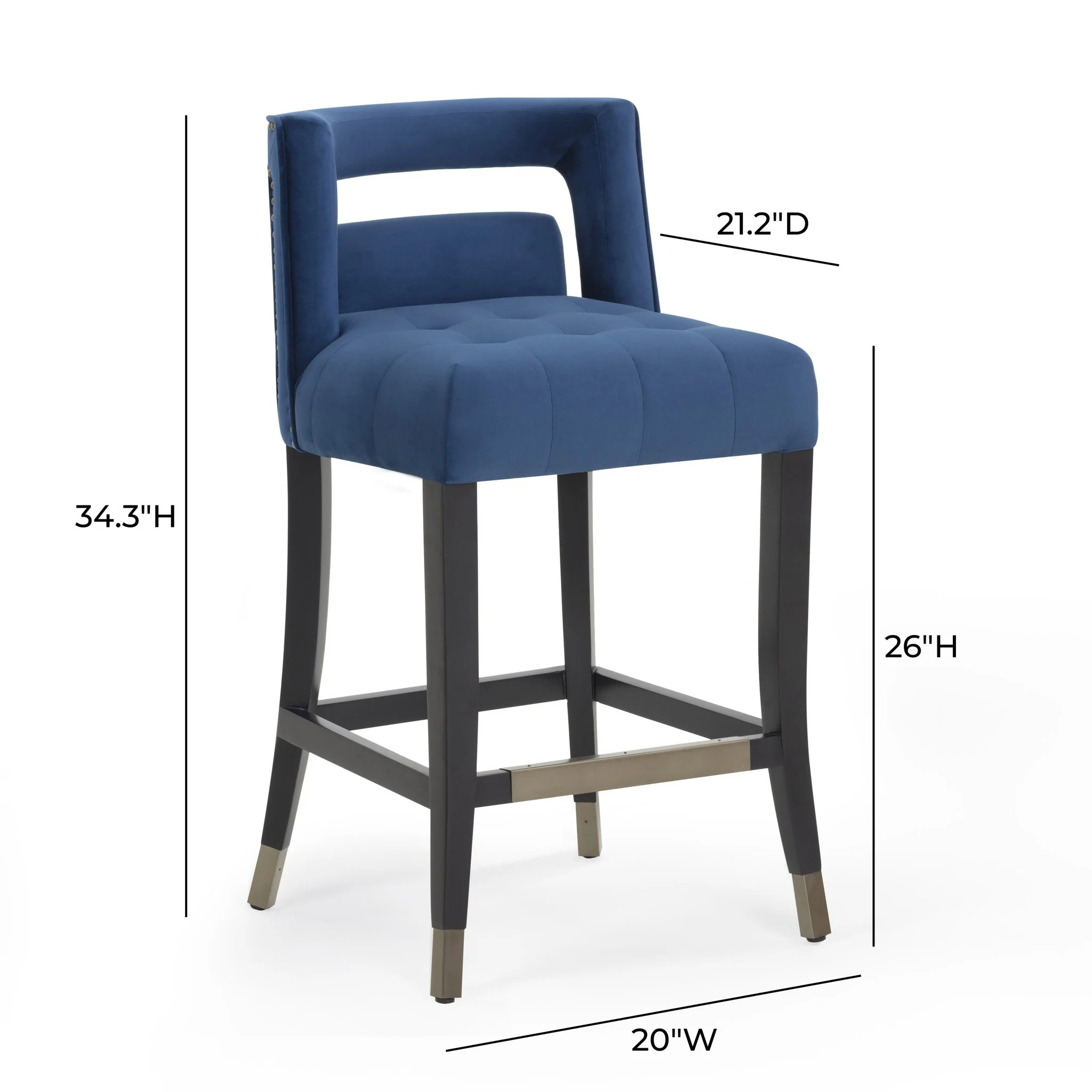 Hart Navy Velvet Counter Stool - Image 7