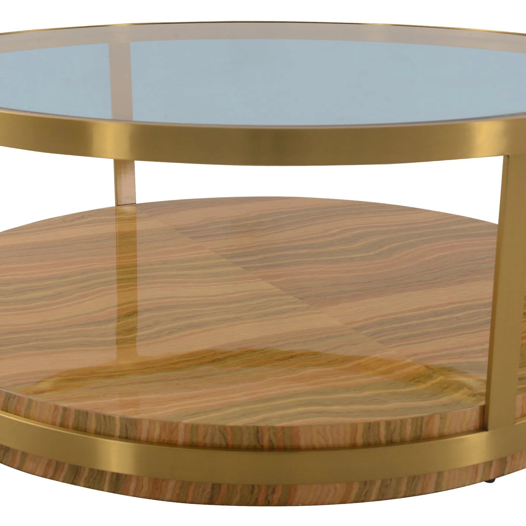Hattie Glass Top Coffee Table with Brushed Gold Legs - Image 3