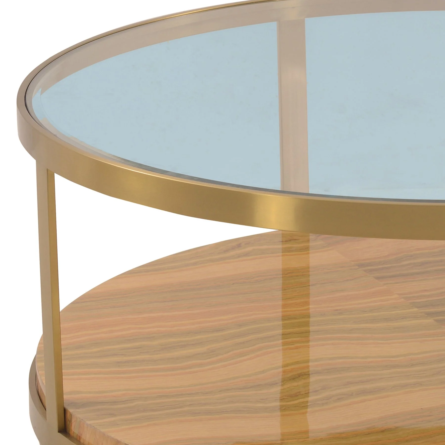 Hattie Glass Top Coffee Table with Brushed Gold Legs - Image 4