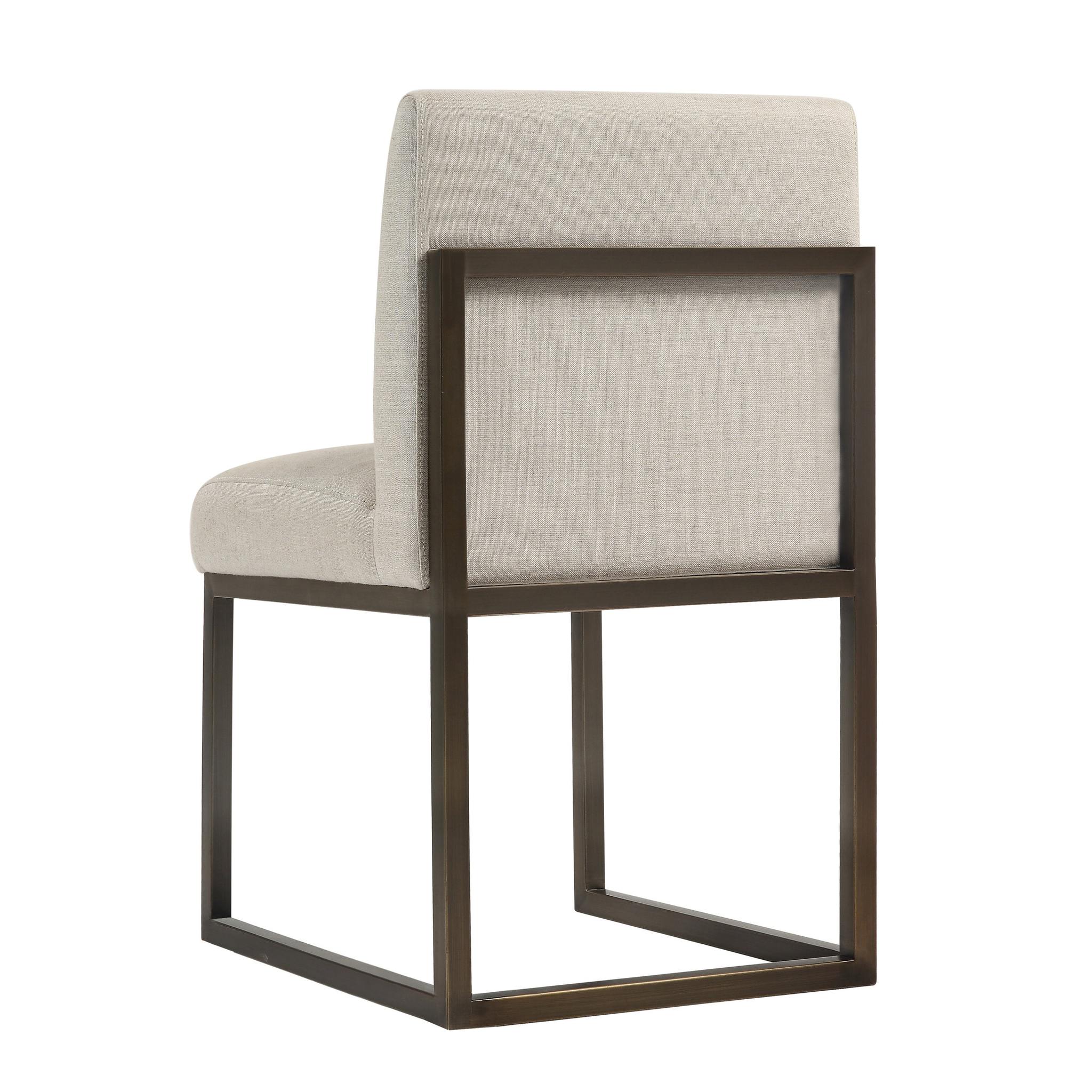 Haute Beige Linen Chair in Brass - Image 4