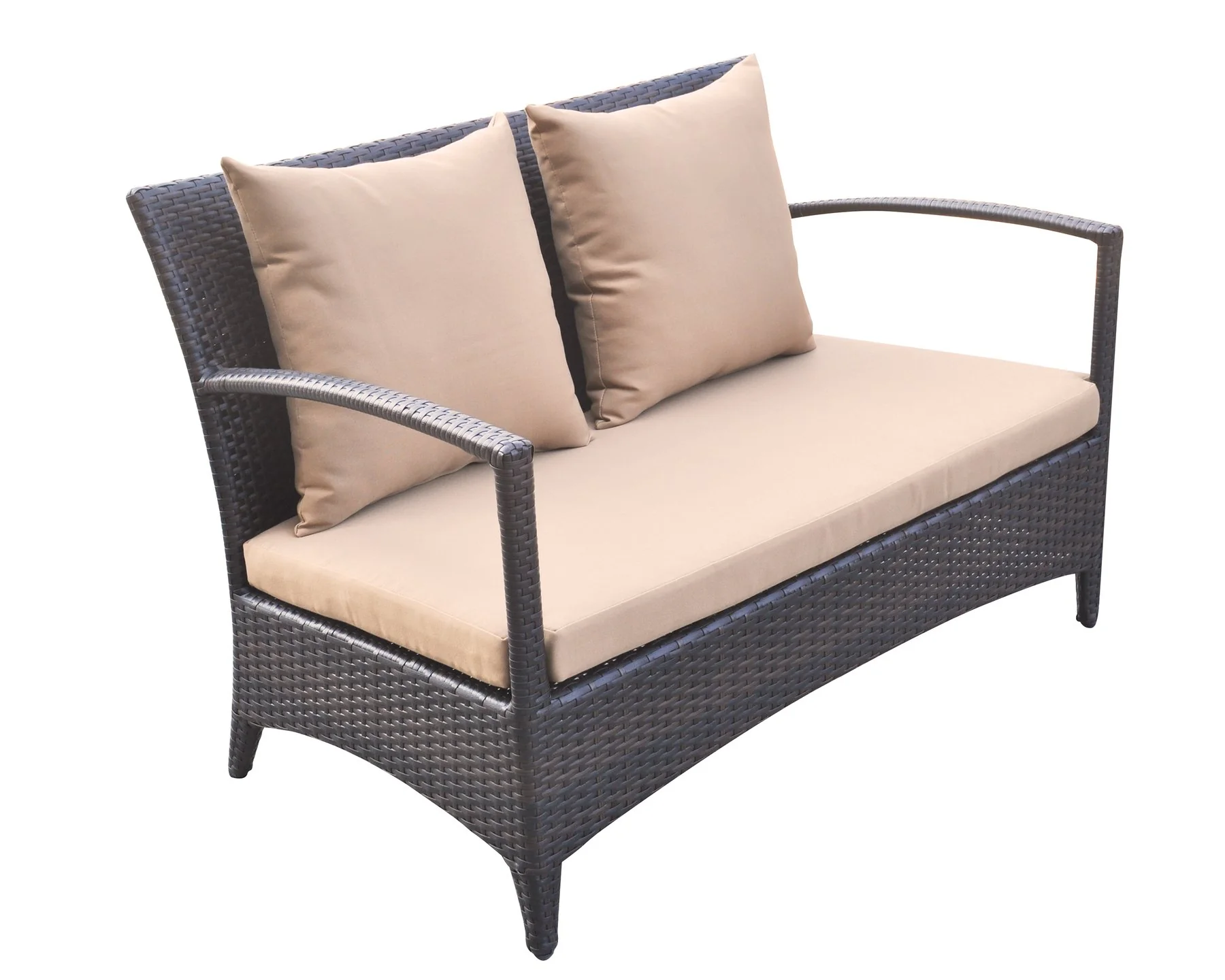 Havana 4 piece Outdoor Wicker Patio Set with Brown Fabric Cushions and Tempered Glass Top - Image 3