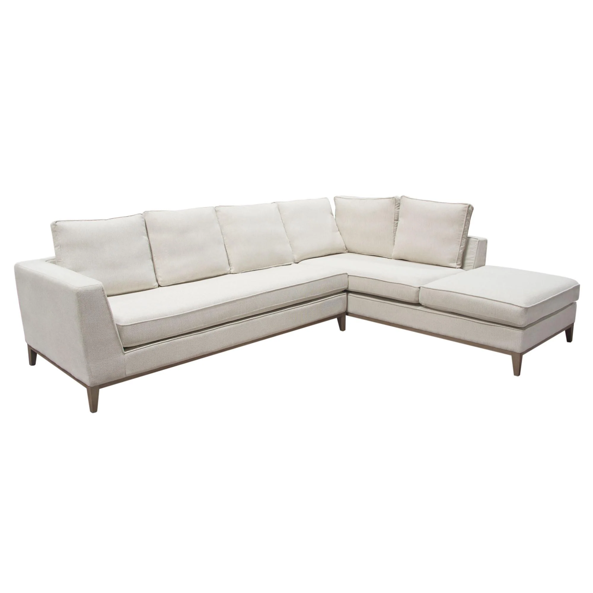 Haven RF 2PC Sectional in Cream Polyester Fabric w/ Loose Pillow Back & Wood Leg Accent by Diamond Sofa - Image 5