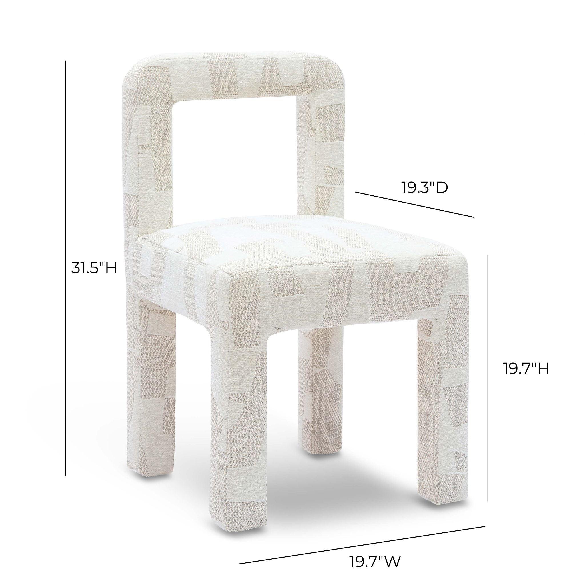 Hazel Cream Patterned Jacquard Dining Chair - Image 6