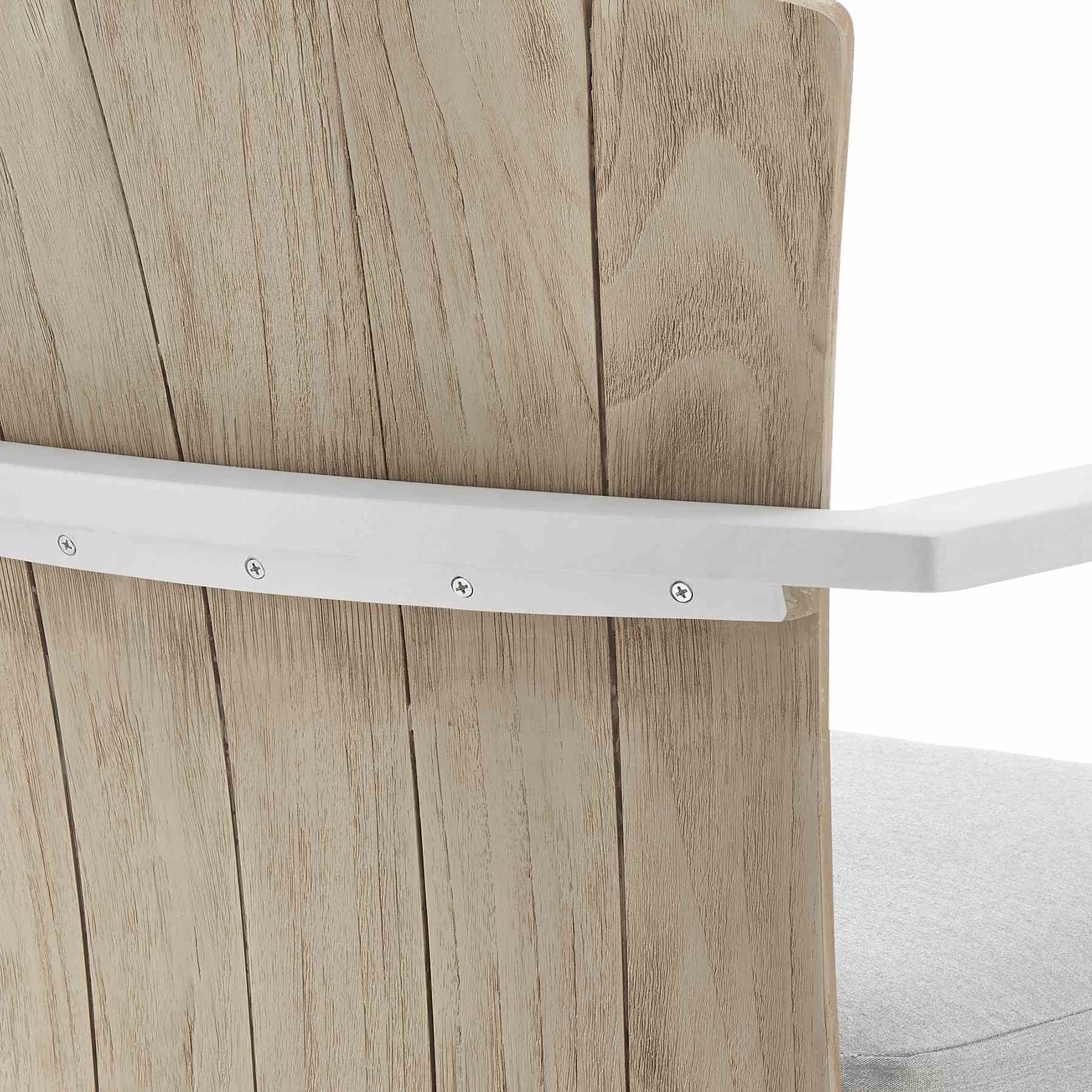 Hazel Outdoor Patio Swivel Counter Stool in Aluminum with Teak Wood and Argent Gray Cushion - Image 7