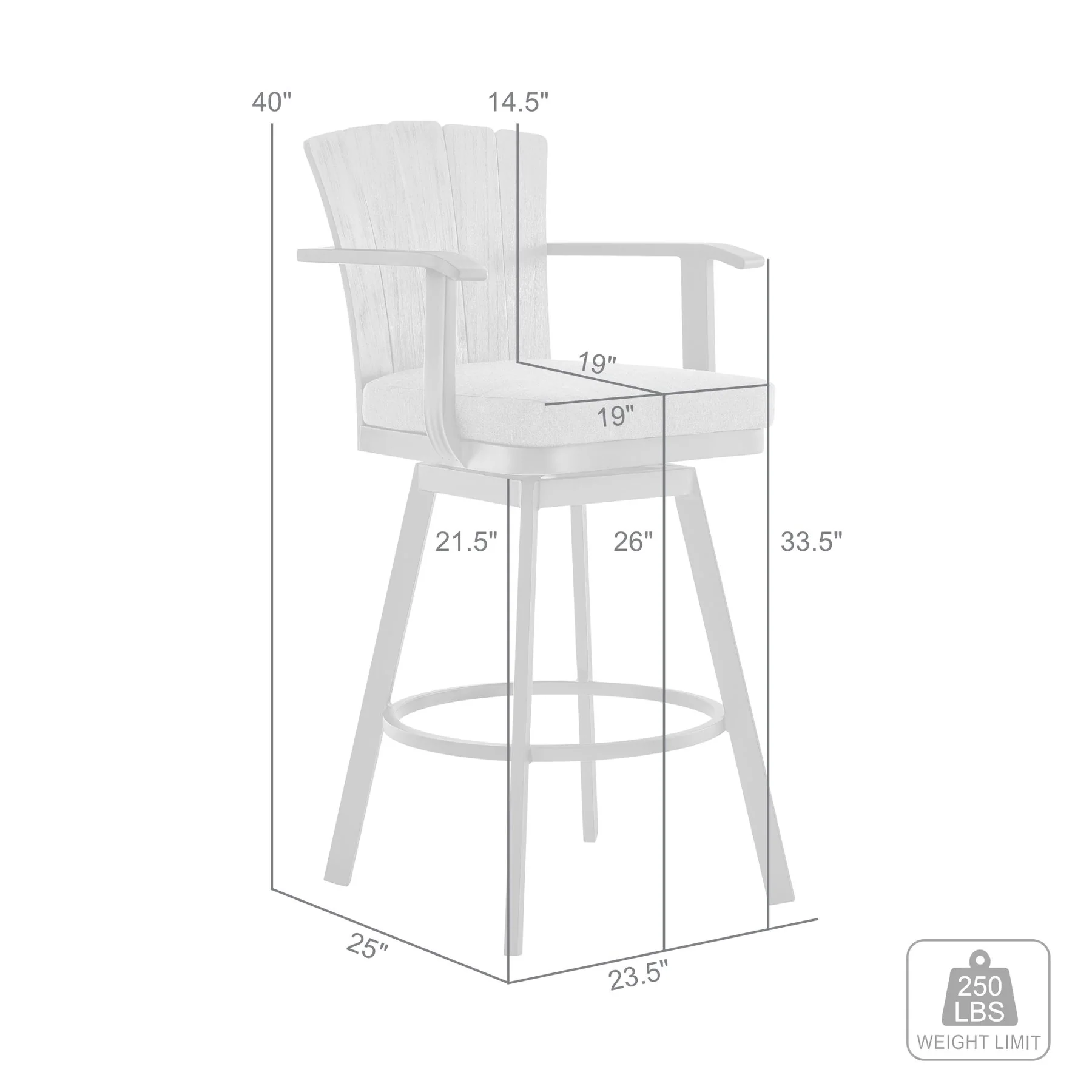 Hazel Outdoor Patio Swivel Counter Stool in Aluminum with Teak Wood and Argent Gray Cushion - Image 9