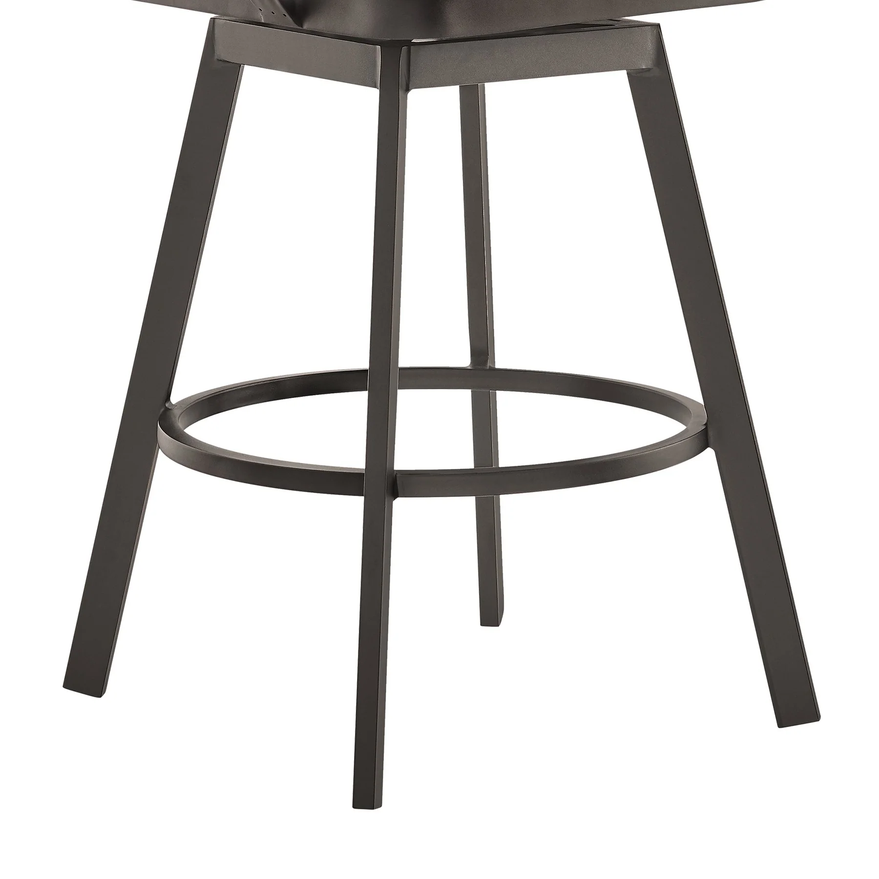 Hazel Outdoor Patio Swivel Counter Stool in Aluminum with Teak Wood and Brown Cushion - Image 8