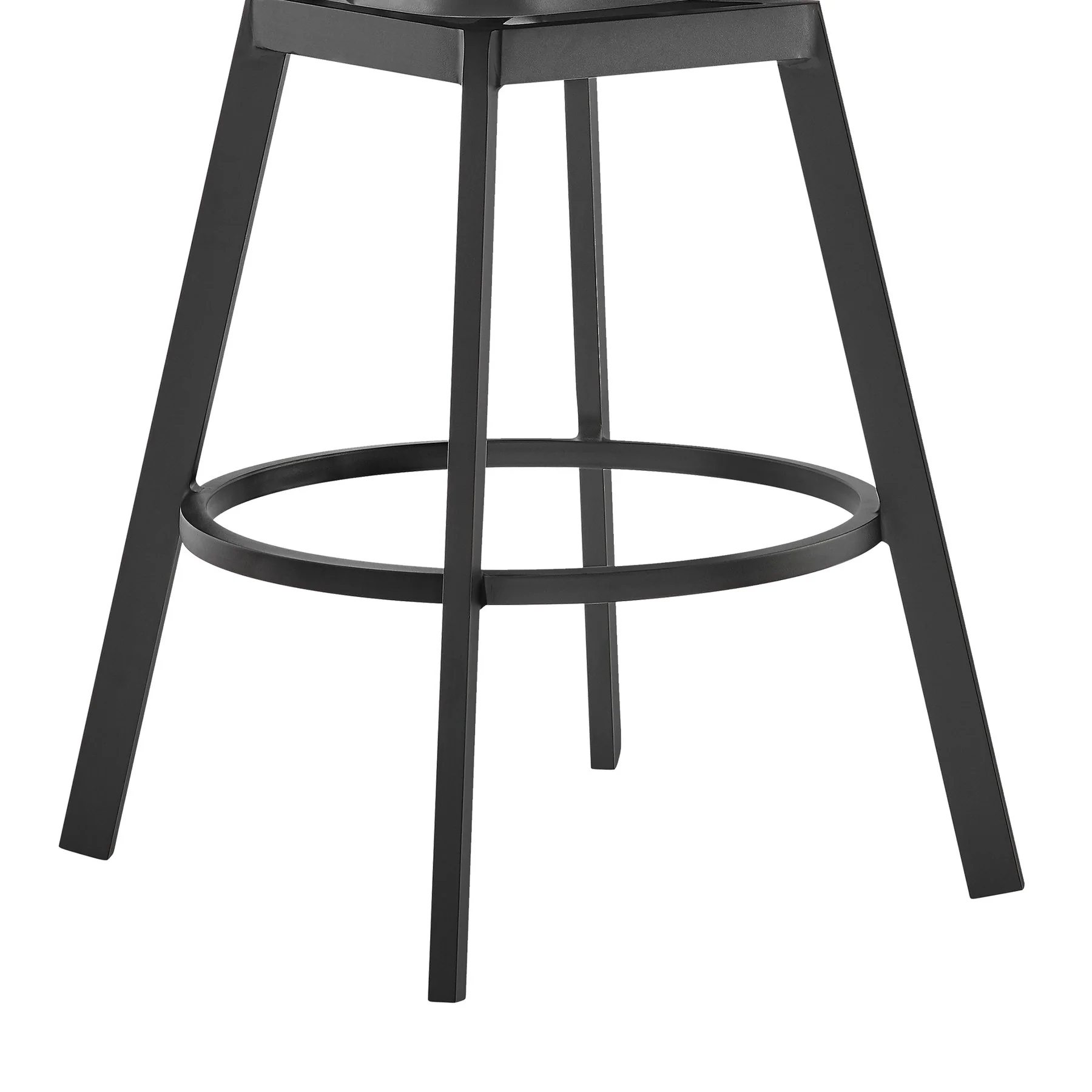 Hazel Outdoor Patio Swivel Counter Stool in Aluminum with Teak Wood and Charcoal Cushion - Image 8