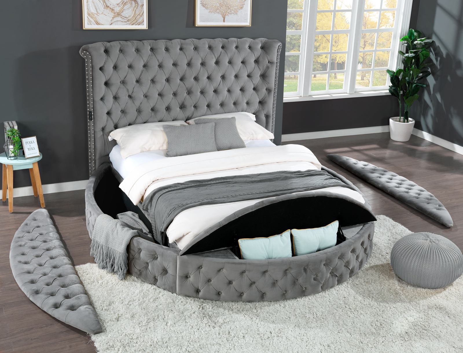 Hazel Queen Bed 4 Gray - Image 3