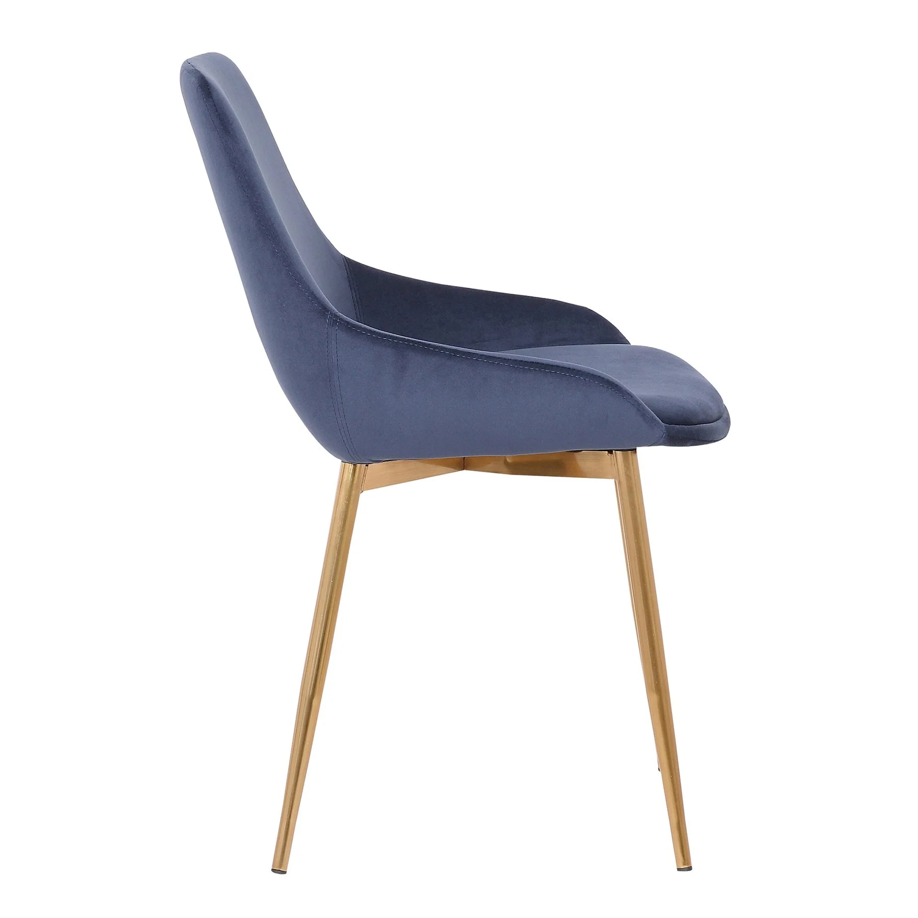 Heidi Blue Velvet Dining Accent Chair with Gold Metal Legs - Image 3