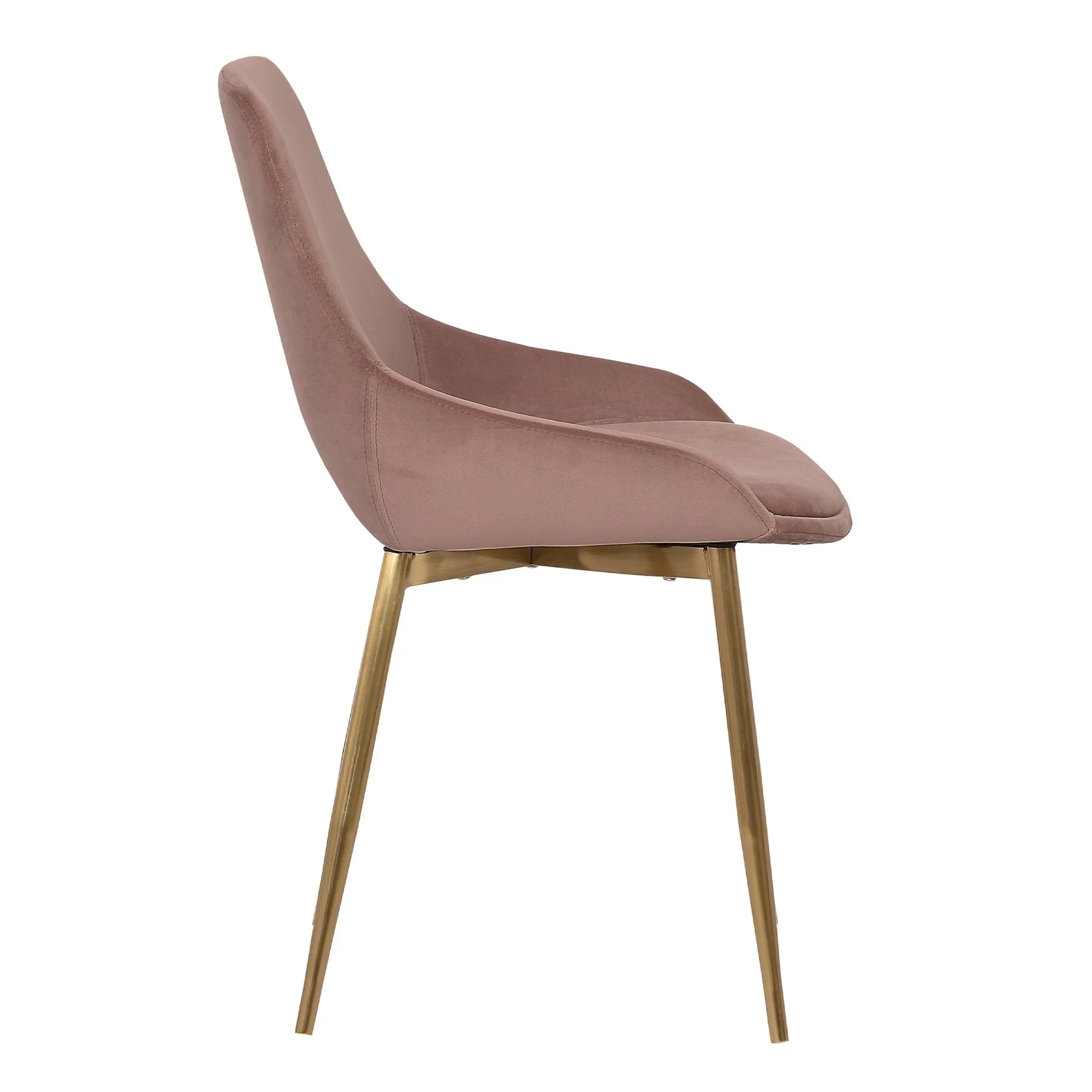 Heidi Blush Velvet Dining Accent Chair with Gold Metal Legs - Image 3