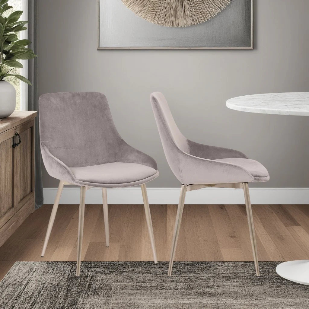 Heidi Gray Velvet Dining Accent Chair with Chrome Metal Legs - Image 7