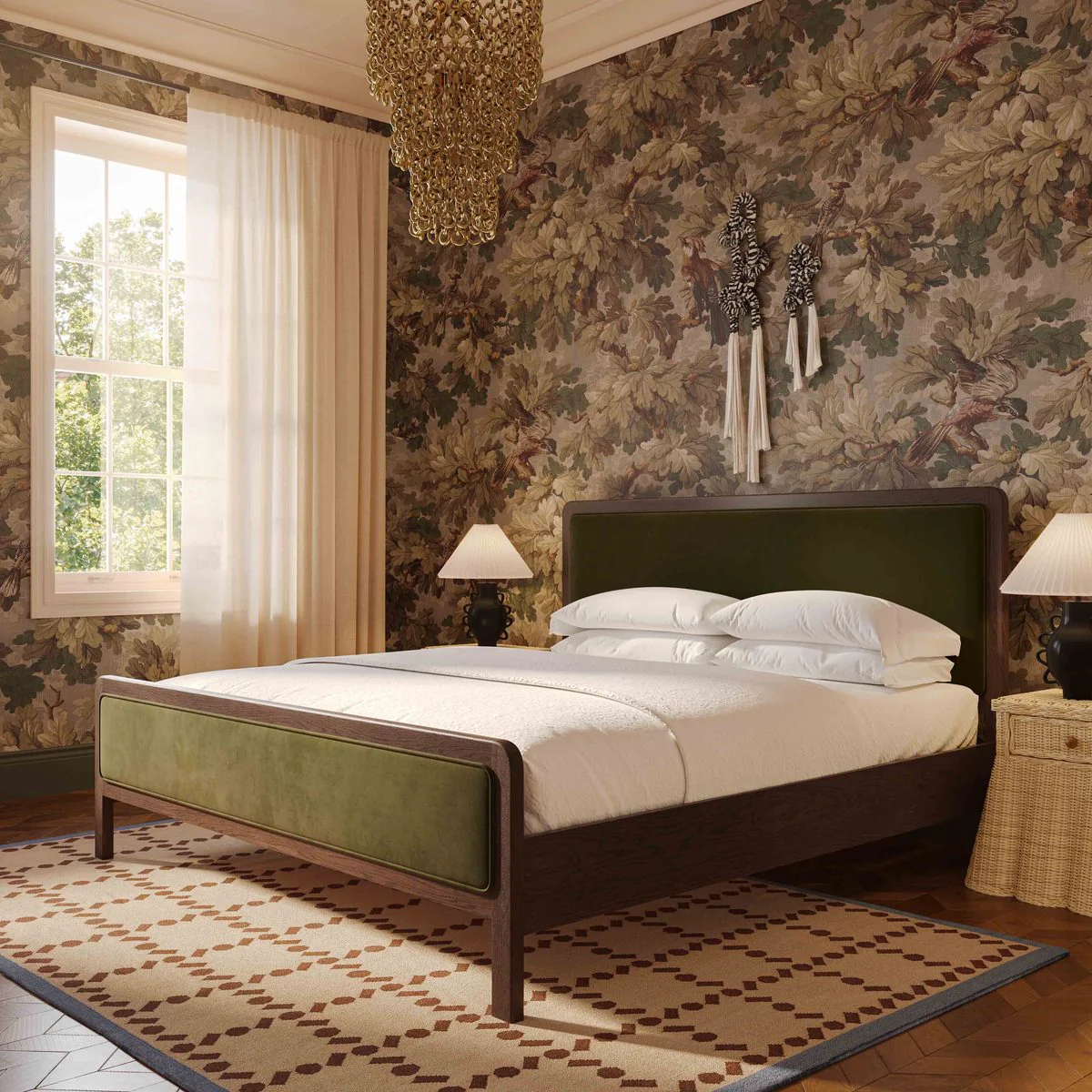 Hella Forest Green Velvet King Bed - Image 2