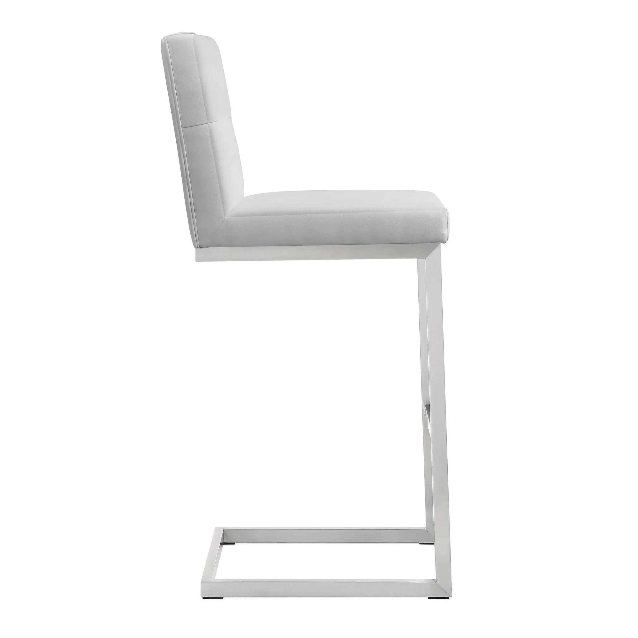 Helsinki White Performance Vegan Leather and Stainless Steel Barstool - Set of 2 - Image 5
