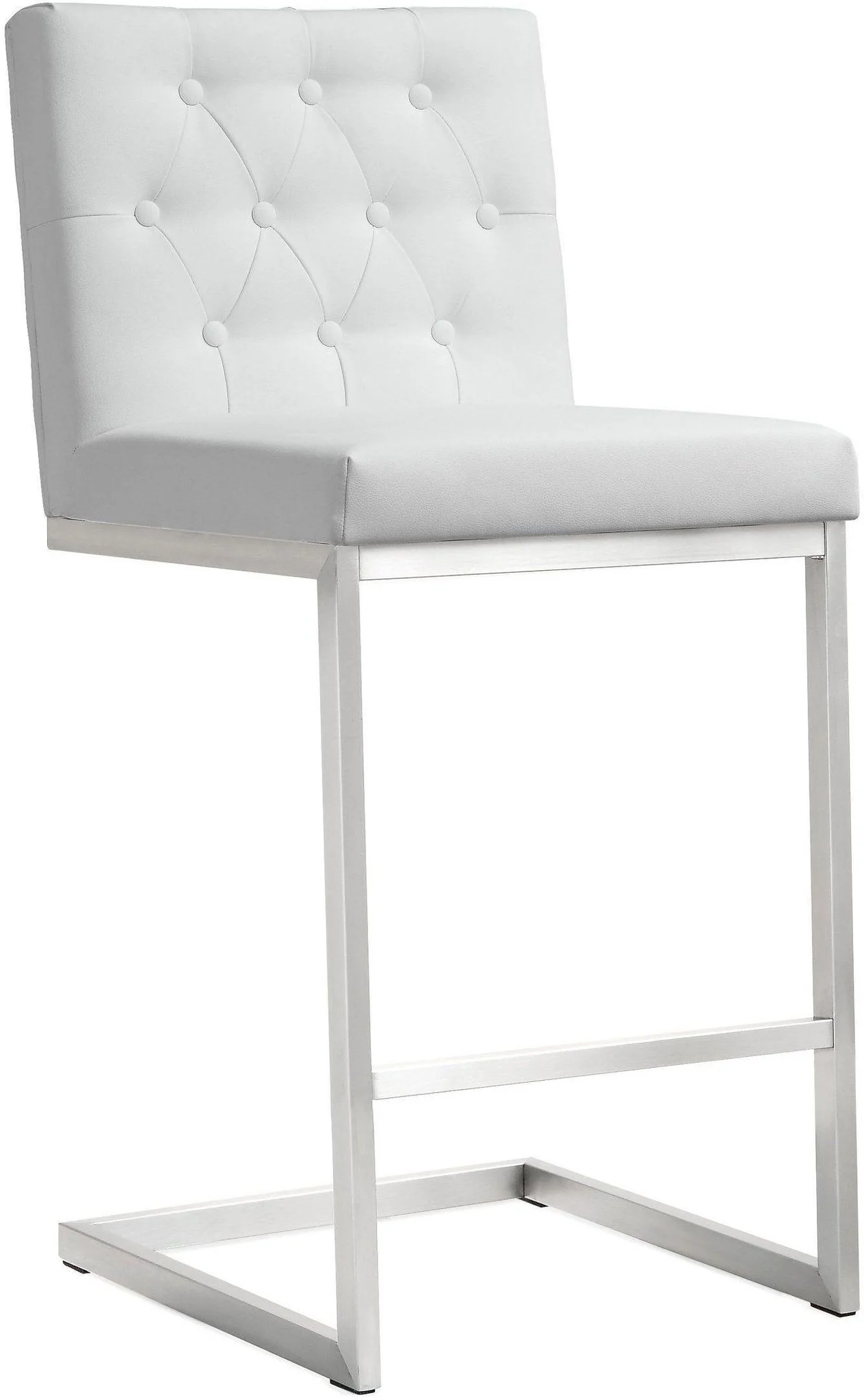 Helsinki White Performance Vegan Leather and Stainless Steel Counter Stool - Set of 2 - Image 3