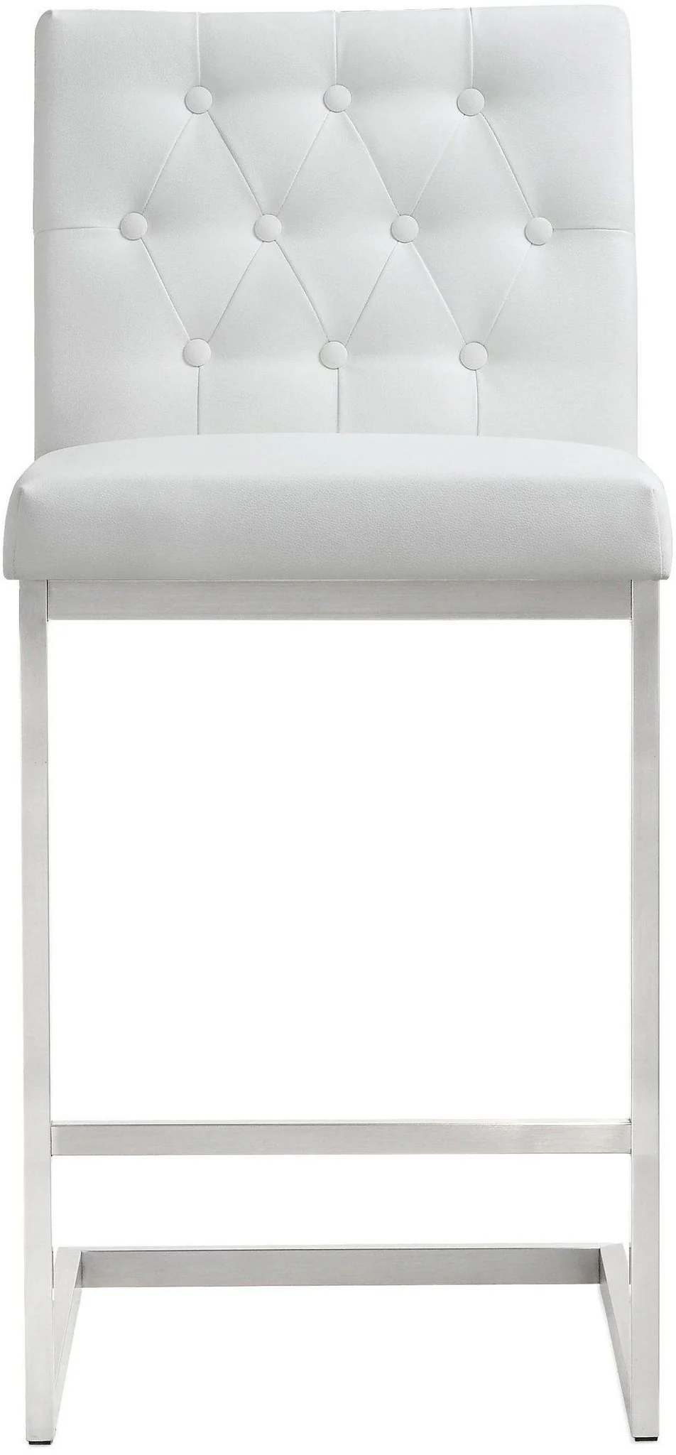 Helsinki White Performance Vegan Leather and Stainless Steel Counter Stool - Set of 2 - Image 4