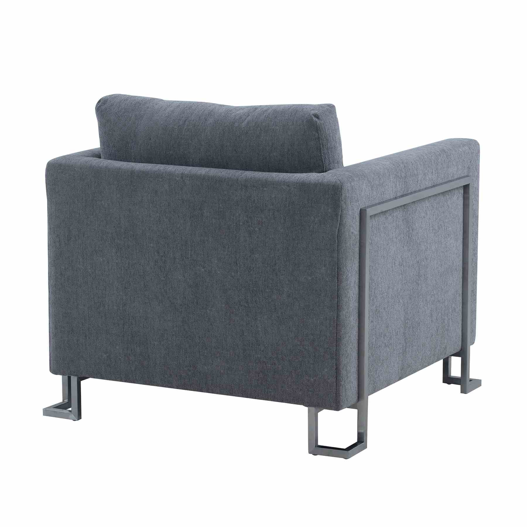 Heritage 2 Piece Gray Fabric Upholstered Sofa & Chair Set - Image 3