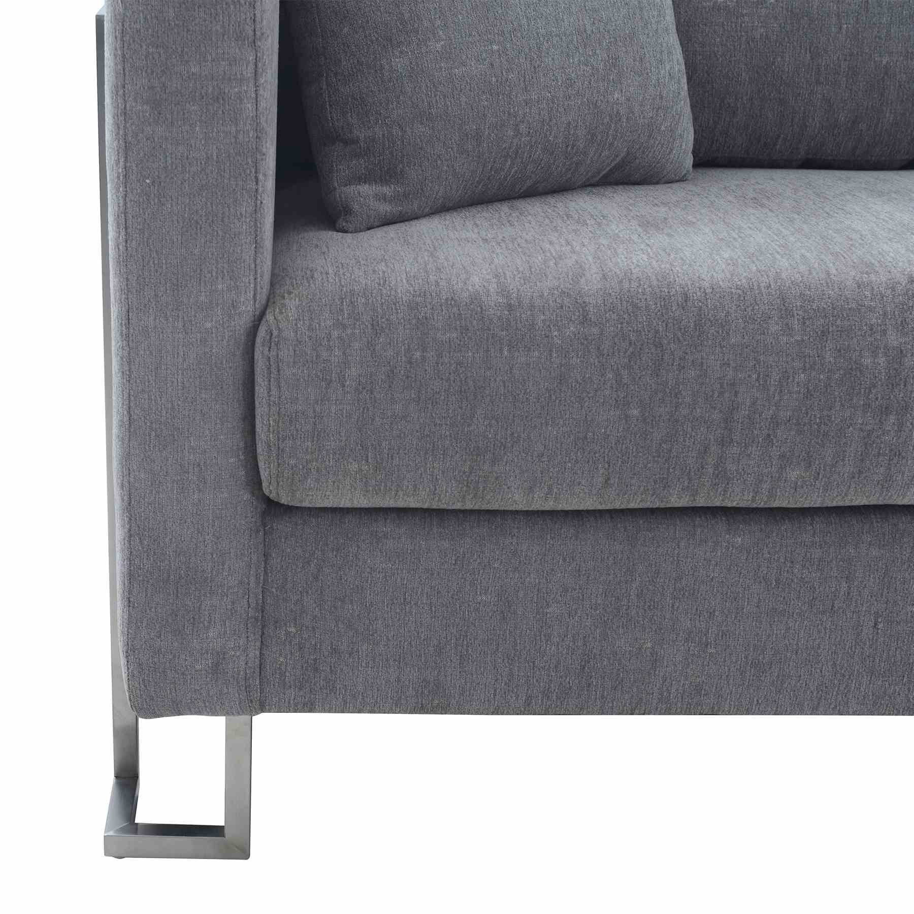 Heritage 2 Piece Gray Fabric Upholstered Sofa & Chair Set - Image 7