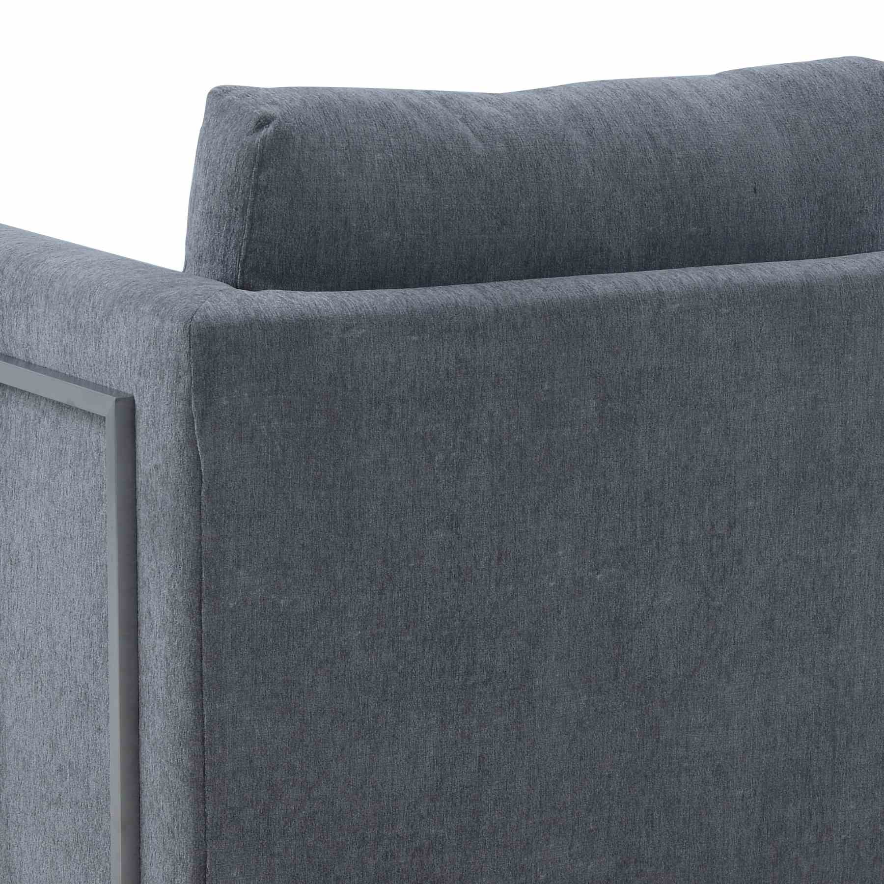 Heritage Gray Fabric Upholstered Accent Chair with Brushed Stainless Steel Legs - Image 5