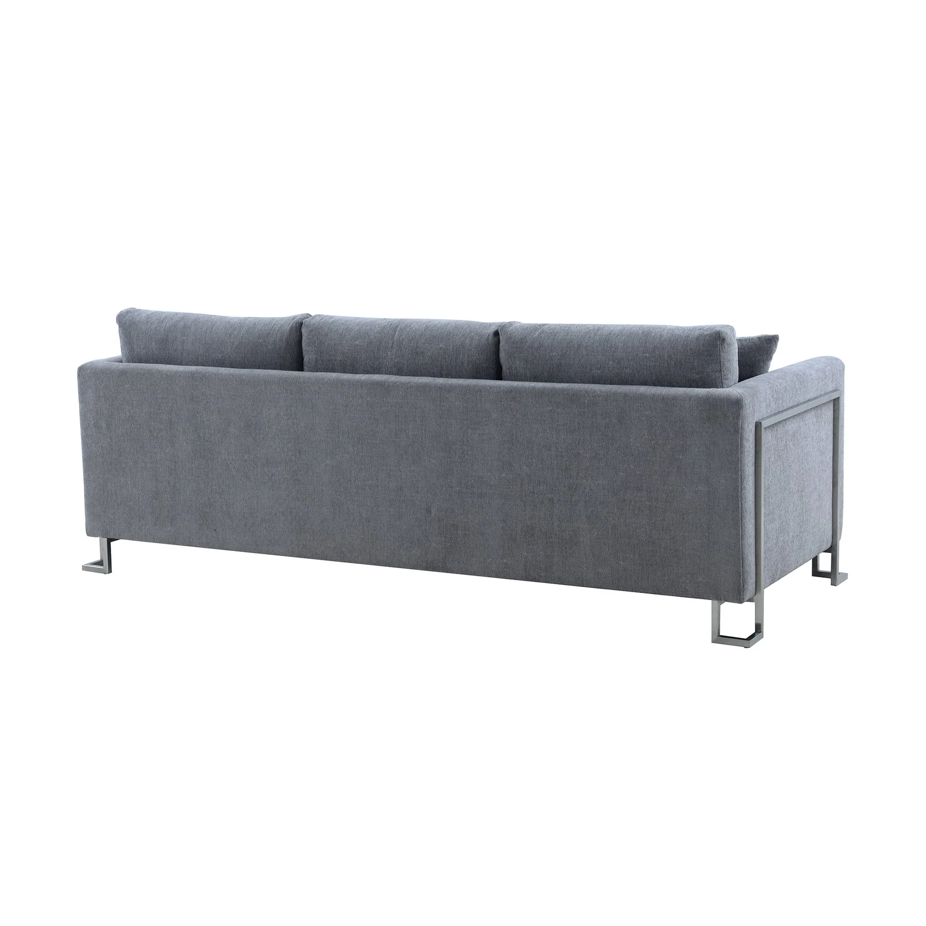 Heritage Gray Fabric Upholstered Sofa with Brushed Stainless Steel Legs - Image 3