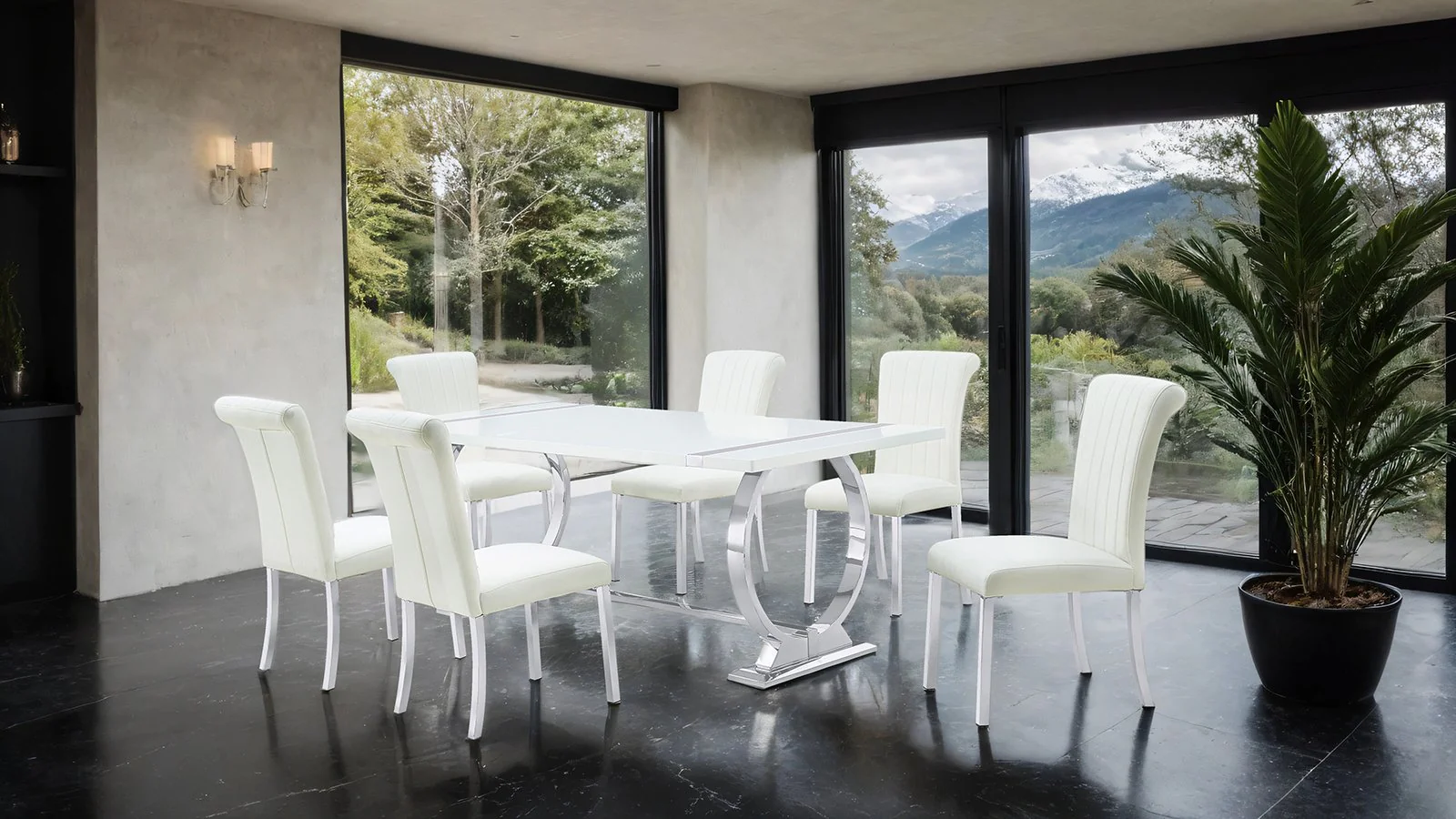 Holbaek 7 Pc. Dining Table Set, Silver - 80", SW Chair - Image 2