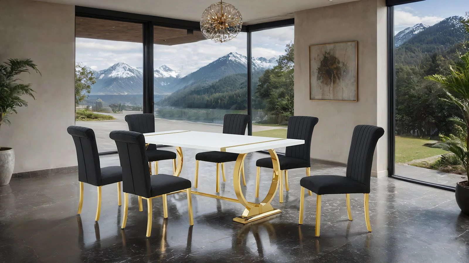 Holbaek 80" Dining Table, Gold Frame - Image 2