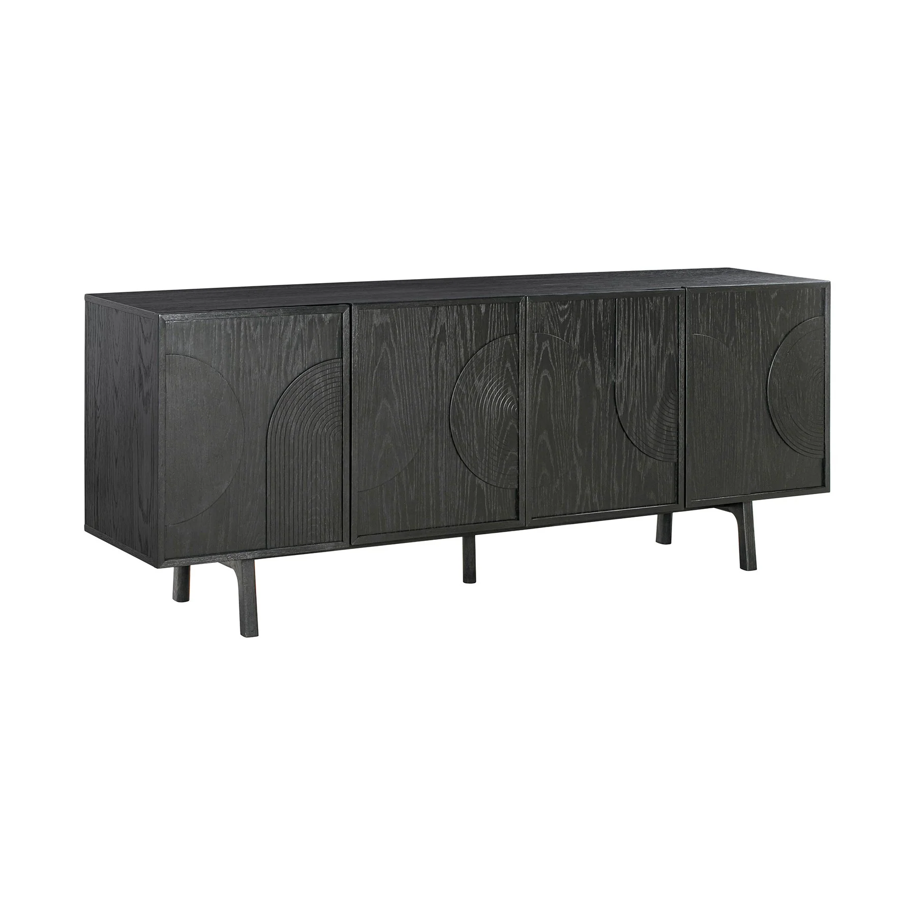 Holland 4 Door Sideboard Buffet in Black Brushed Oak Wood - Image 2
