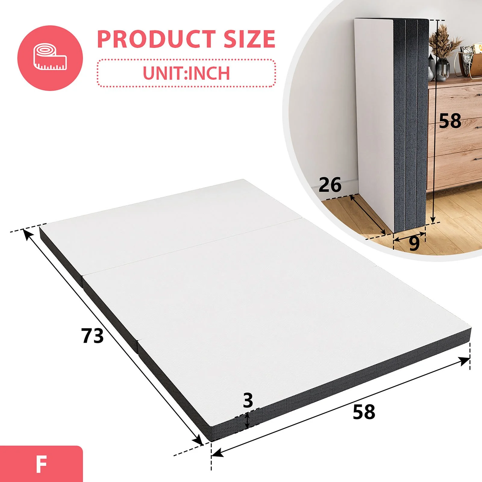 Hollyhock 3" Queen Tri-Fold Memory Foam Topper - Image 8