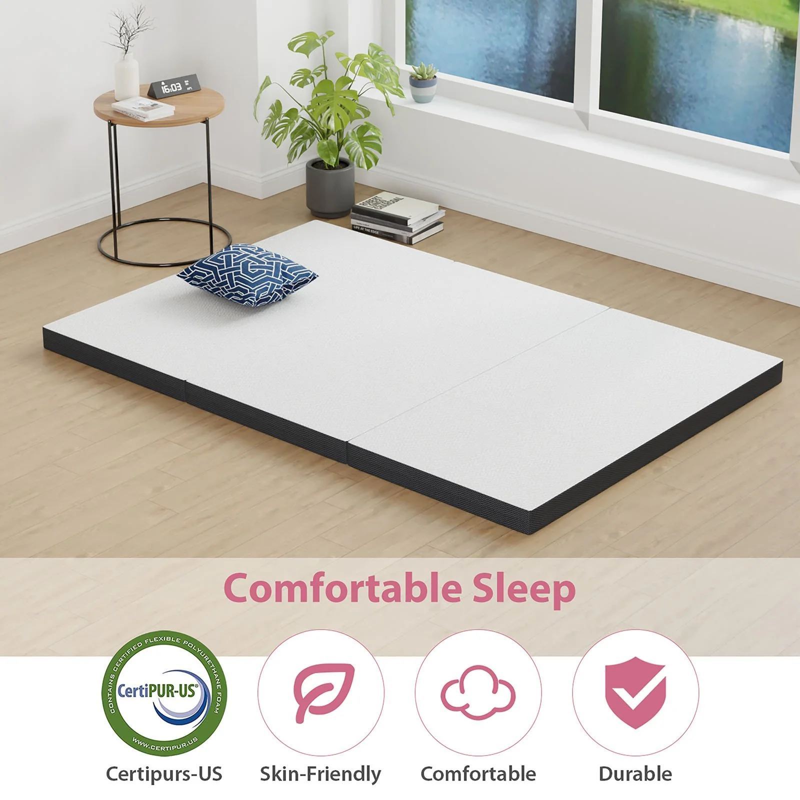 Hollyhock 4" Full Tri-Fold Memory Foam Topper - Image 3