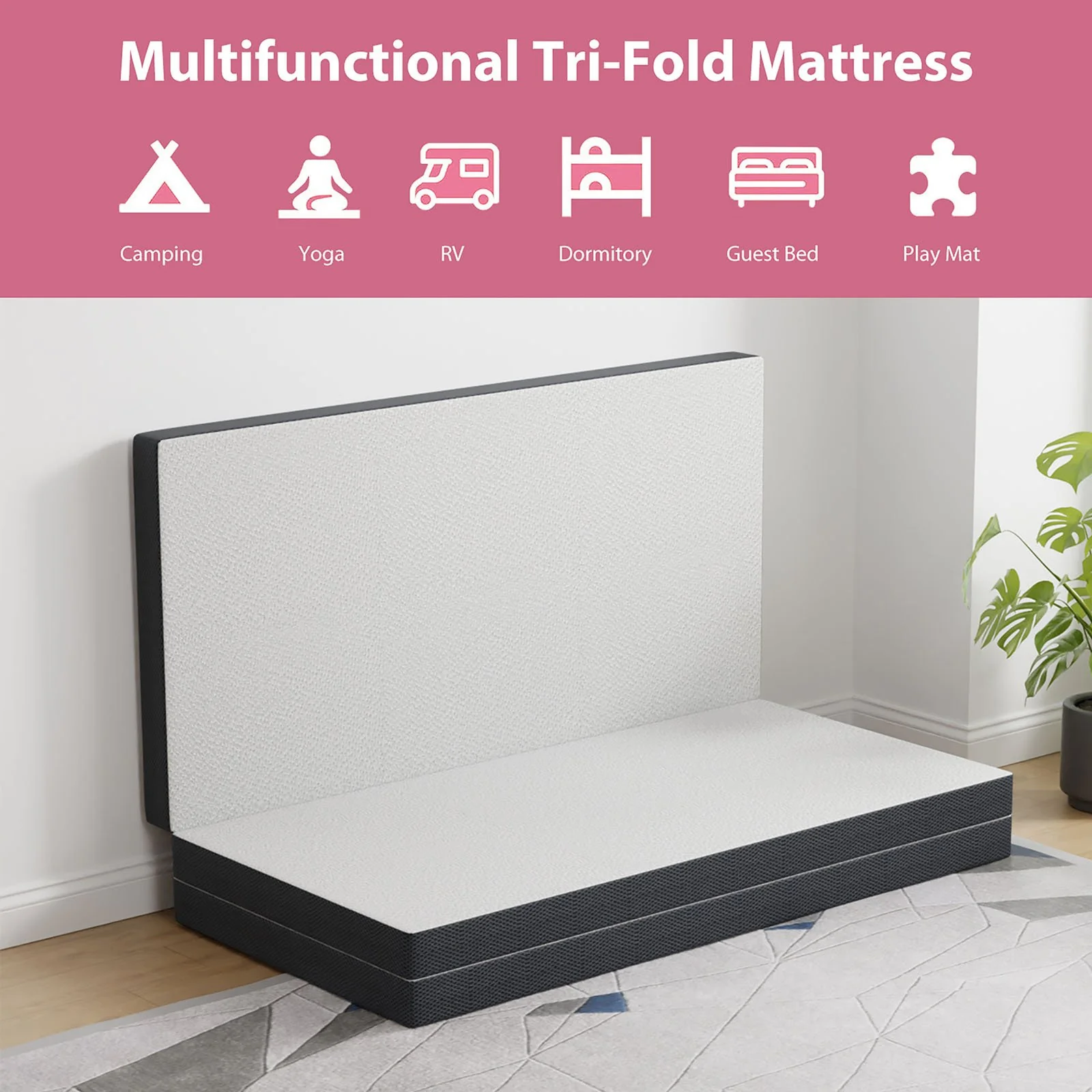 Hollyhock 4" Full Tri-Fold Memory Foam Topper - Image 6