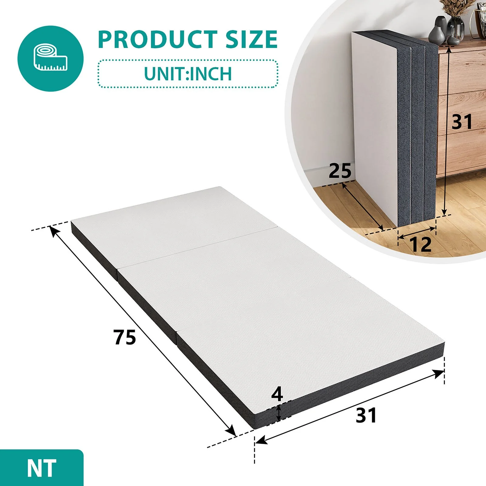 Hollyhock 4" Queen Tri-Fold Memory Foam Topper - Image 8
