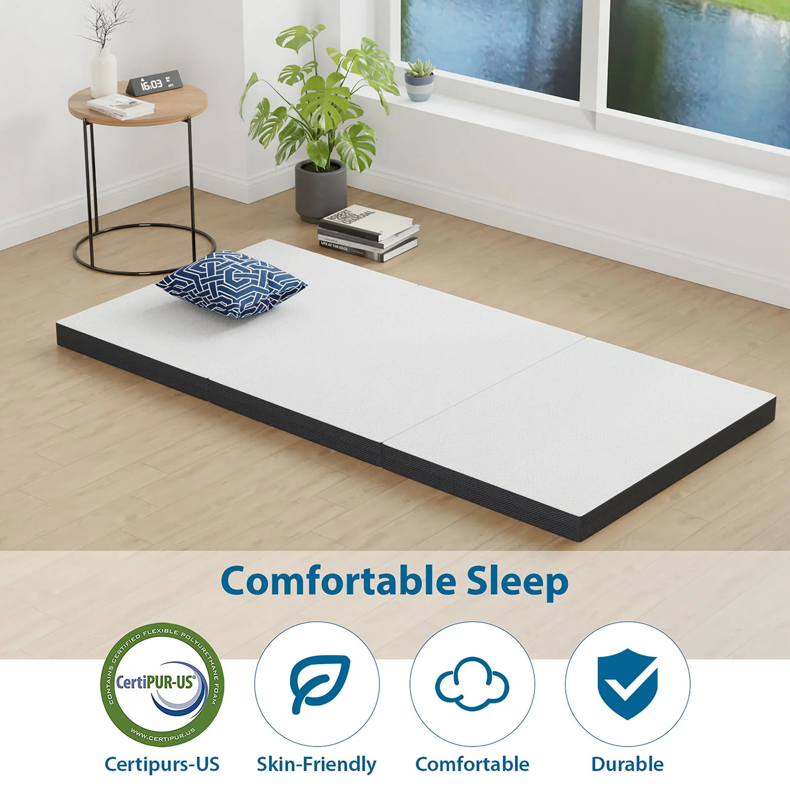 Hollyhock 4" TXL Tri-Fold Memory Foam Topper - Image 3
