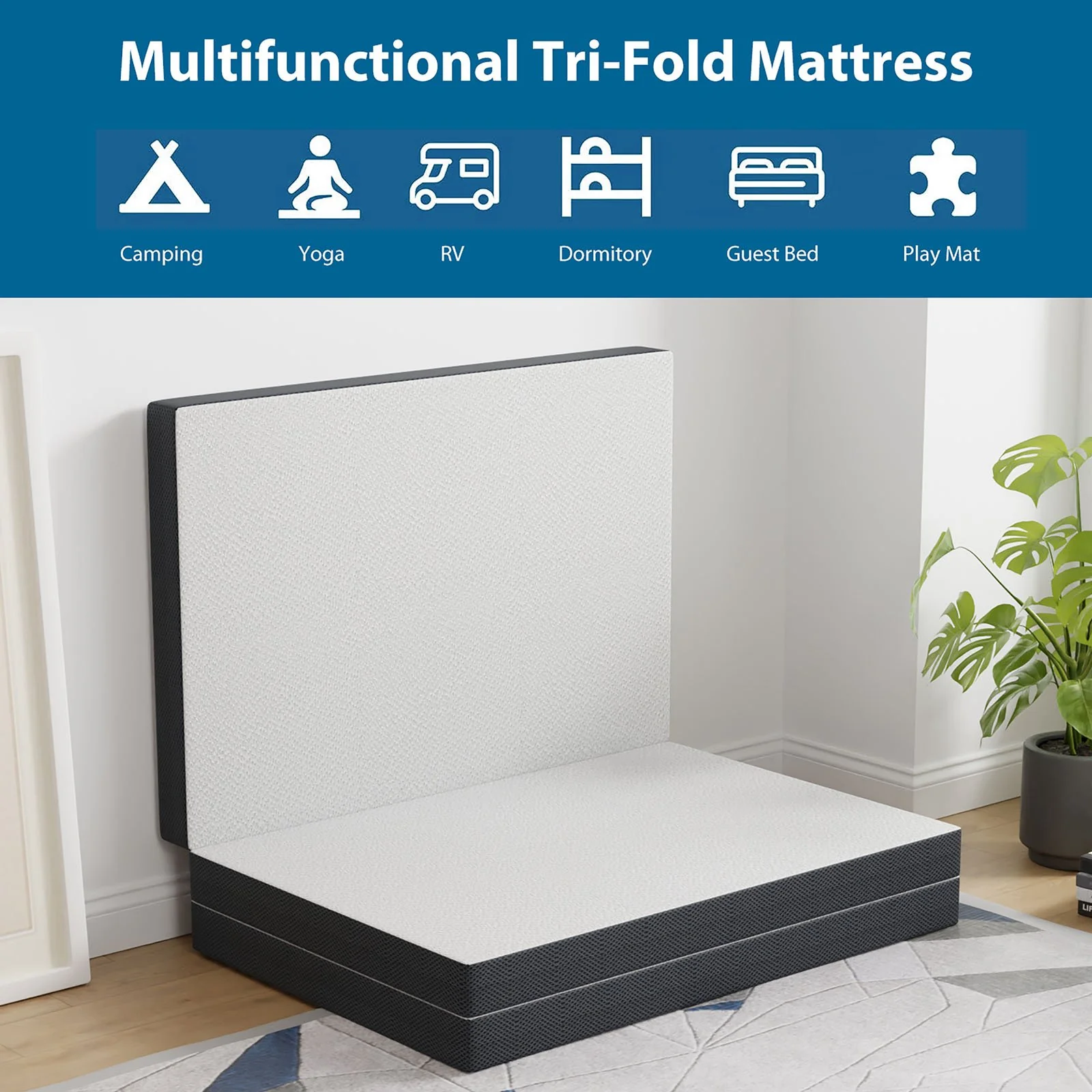 Hollyhock 4" TXL Tri-Fold Memory Foam Topper - Image 6