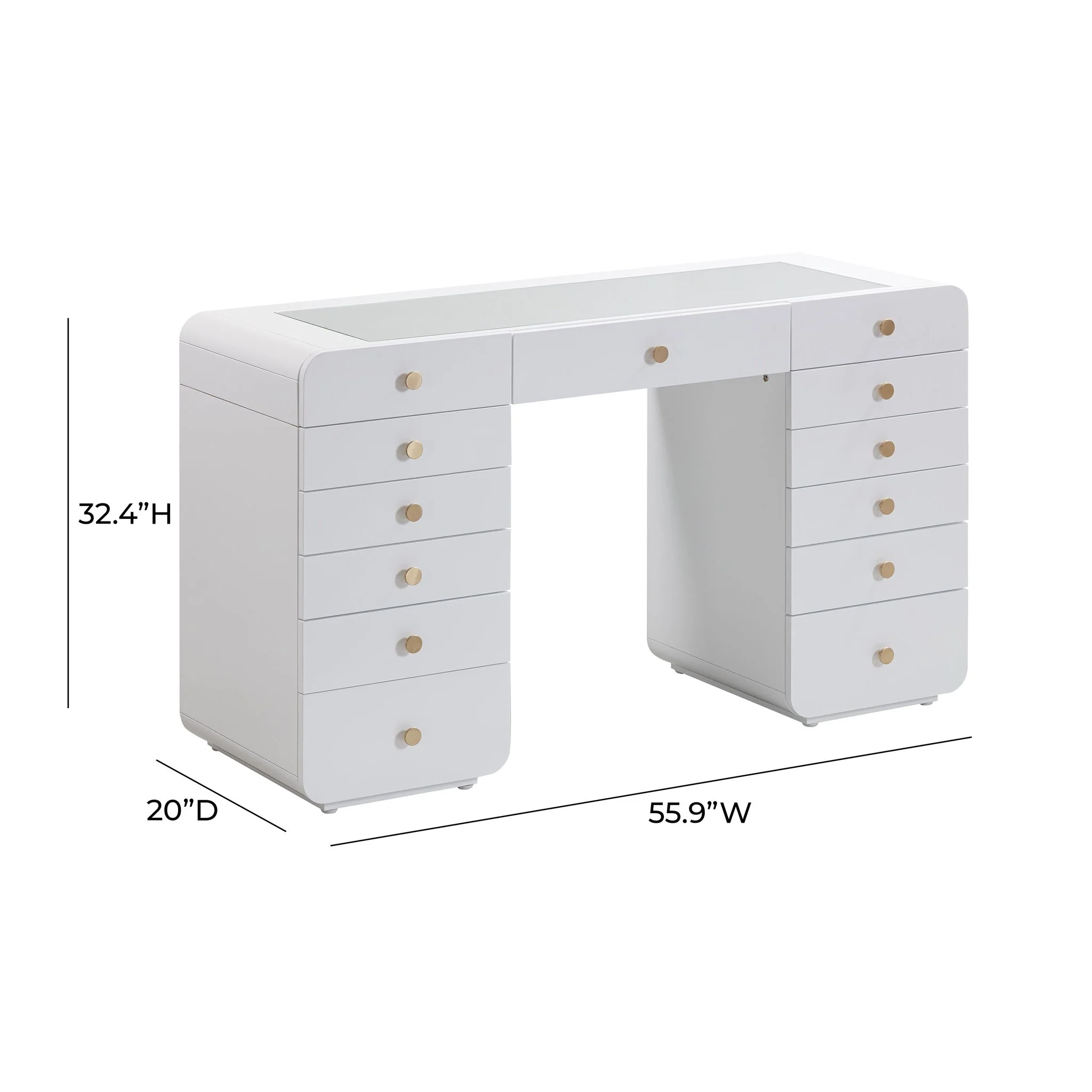 Hollywood White Desk with Vanity Mirror - Image 8