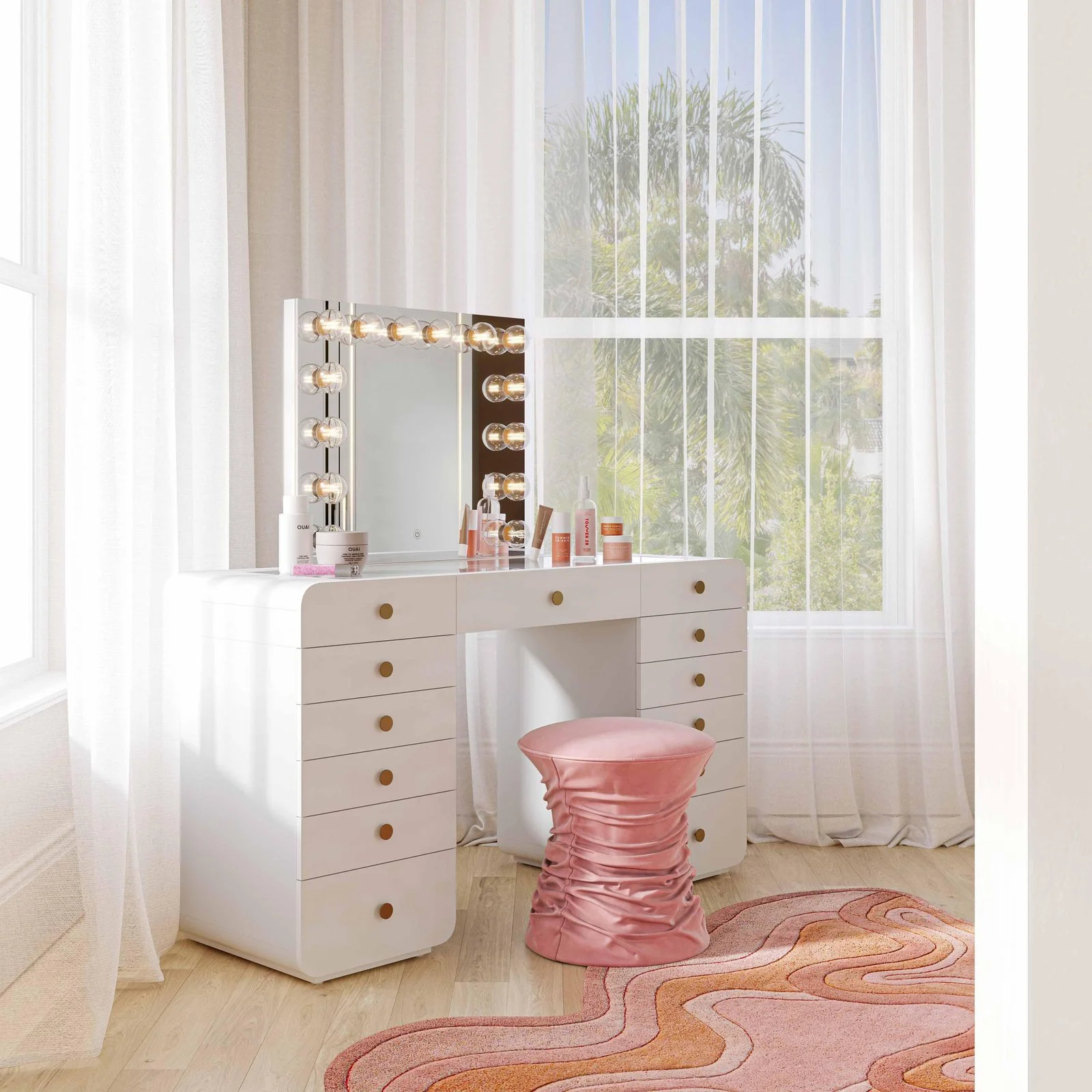 Hollywood White Vanity Desk - Image 2